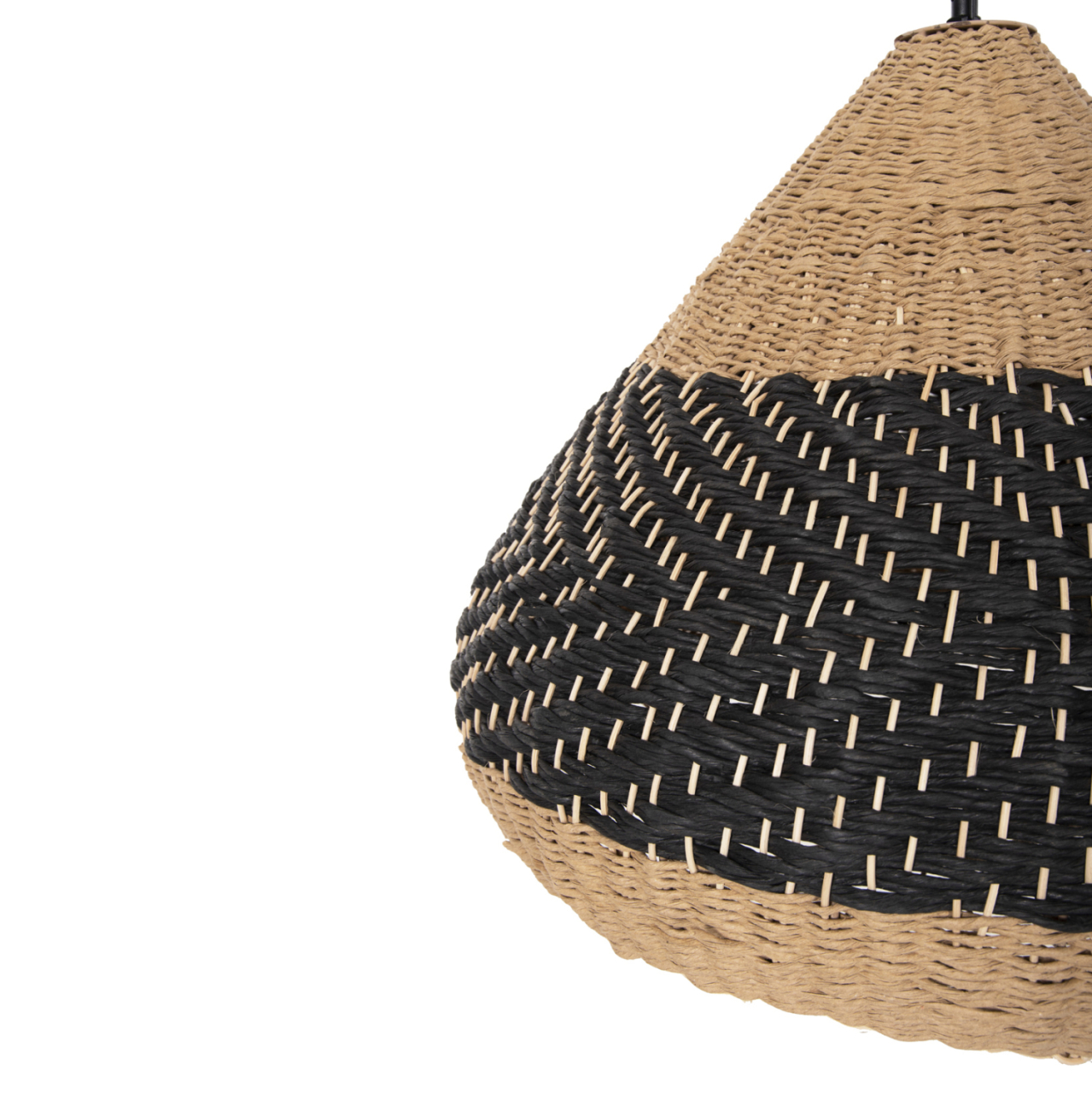 CEILING PENDANT LAMP HM4354 NATURAL RATTAN-PAPER ROPE-NATURALandBLACK COLOR Φ54x42-145Hcm. [4]