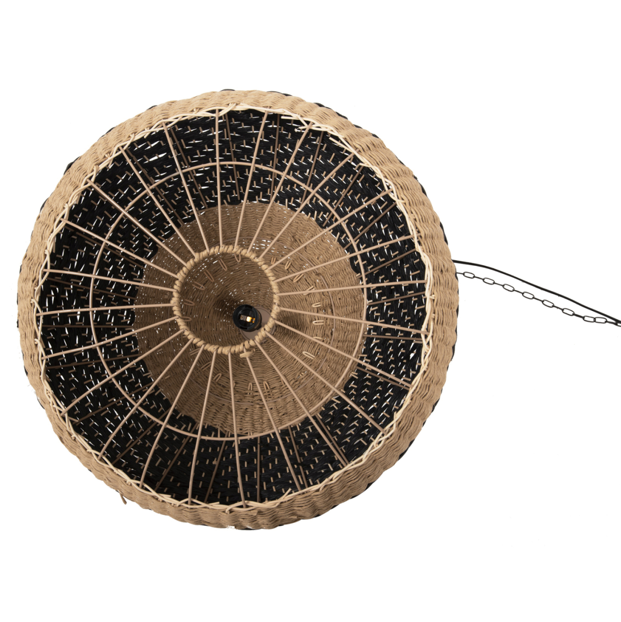 CEILING PENDANT LAMP HM4354 NATURAL RATTAN-PAPER ROPE-NATURALandBLACK COLOR Φ54x42-145Hcm. [7]