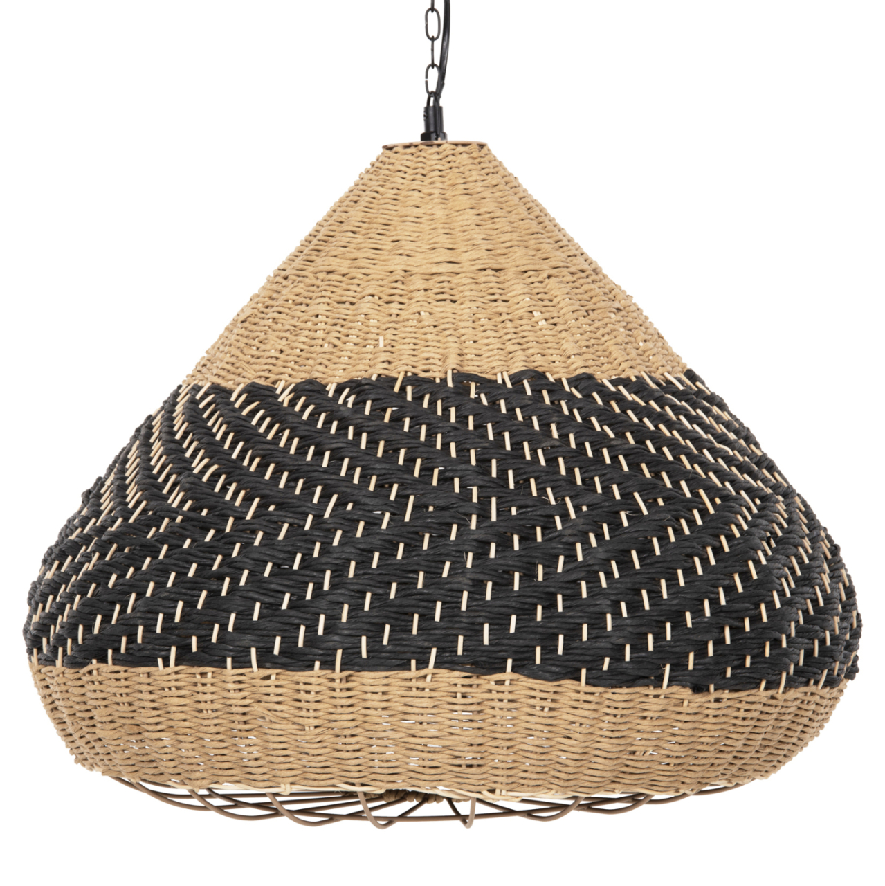 CEILING PENDANT LAMP HM4354 NATURAL RATTAN-PAPER ROPE-NATURALandBLACK COLOR Φ54x42-145Hcm. [3]