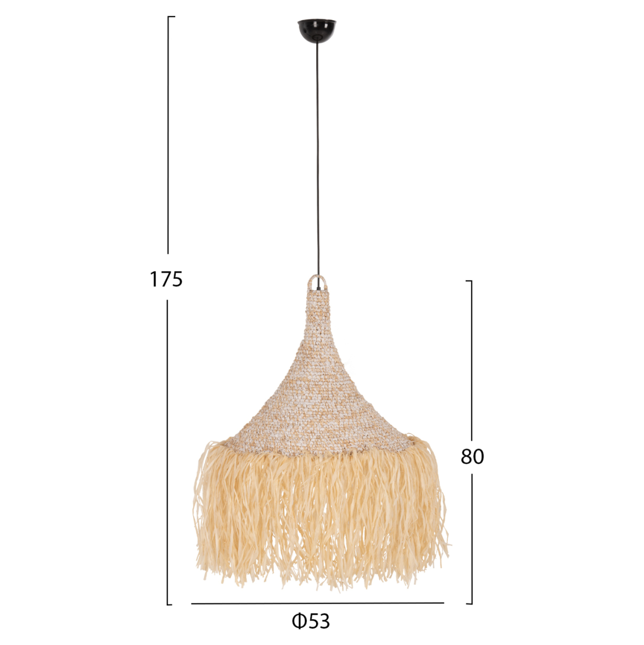 CEILING PENDANT LAMP HM7816 PALM LEAF FIBER FRINGES IN NATURAL COLOR Φ53x45Hcm [2]