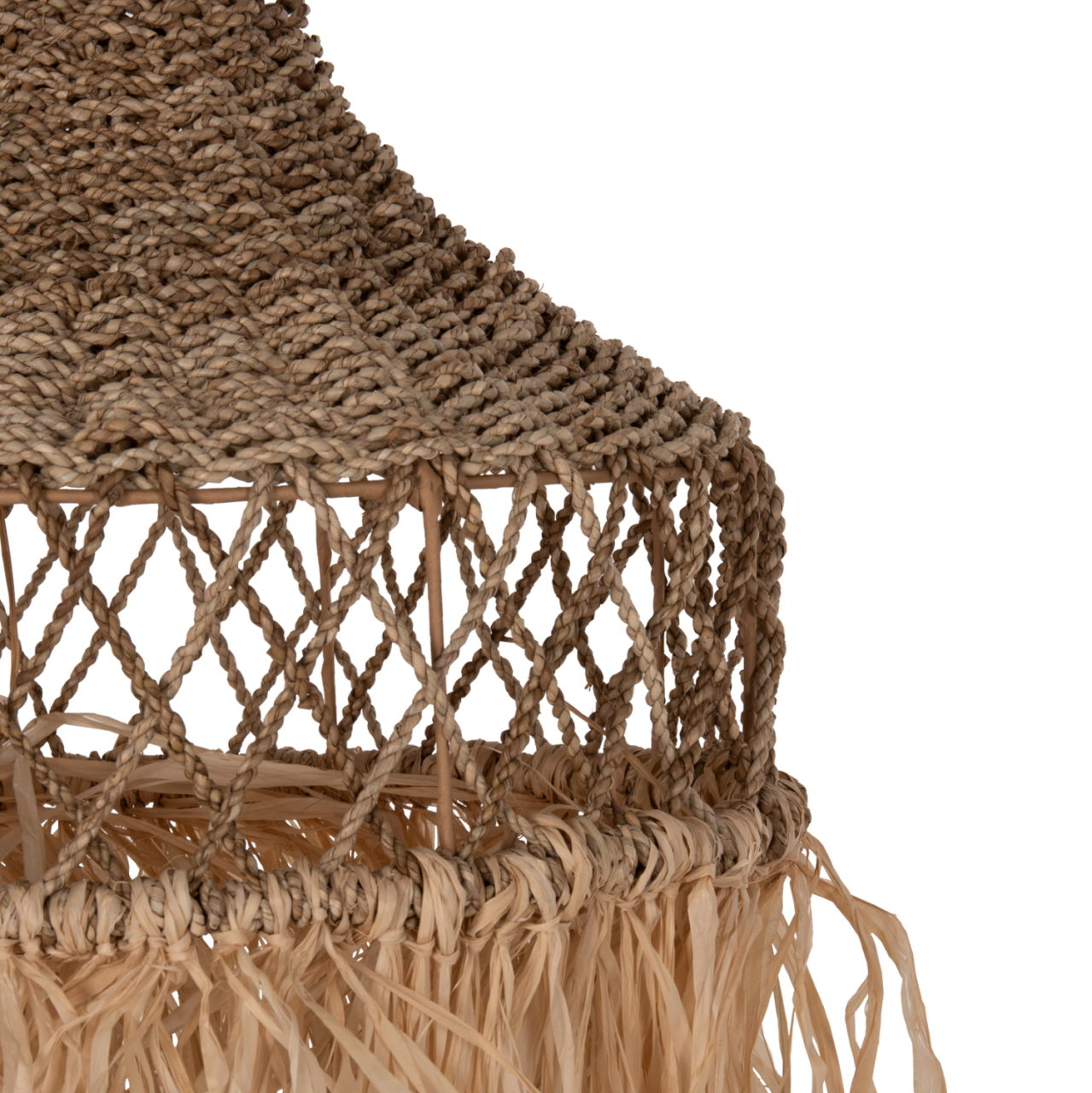 CEILING PENDANT LAMP HM7819 PALM LEAF FIBERS AND SEAGRASS FRINGES IN NATURAL Φ42x34Hcm. [3]