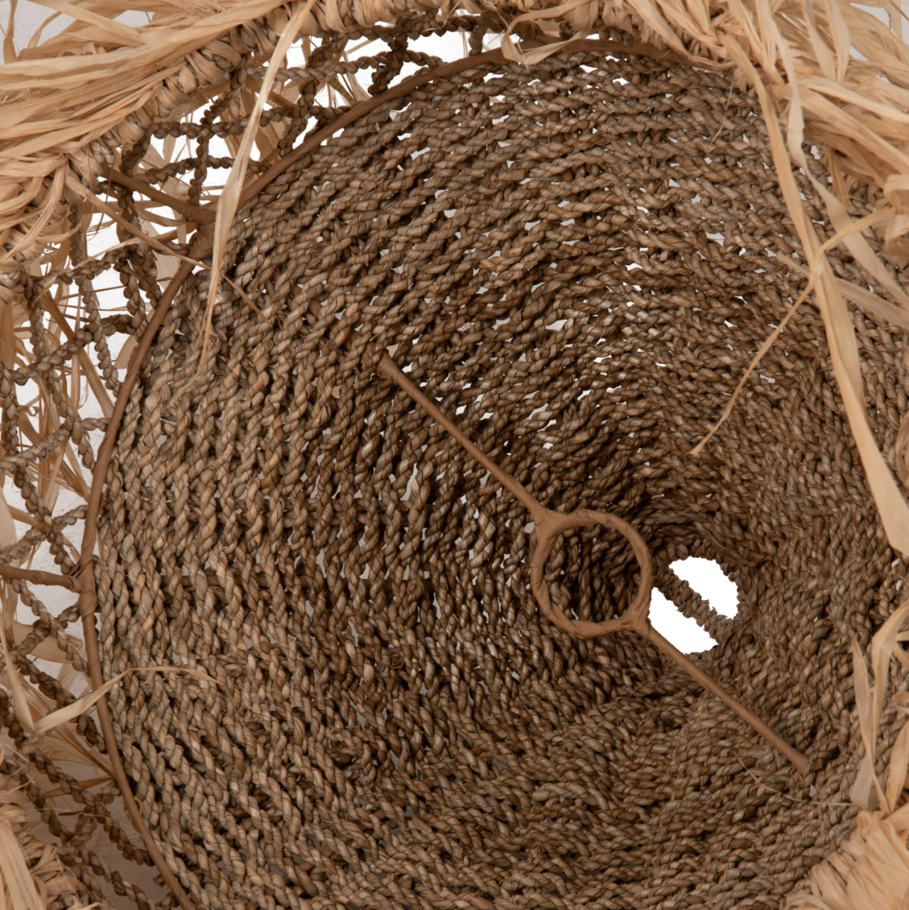 CEILING PENDANT LAMP HM7819 PALM LEAF FIBERS AND SEAGRASS FRINGES IN NATURAL Φ42x34Hcm. [4]