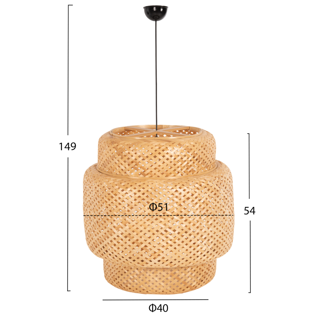 CEILING PENDANT LAMP HM7867 BAMBOO IN NATURAL COLOR Φ51x54-149Hcm. [2]