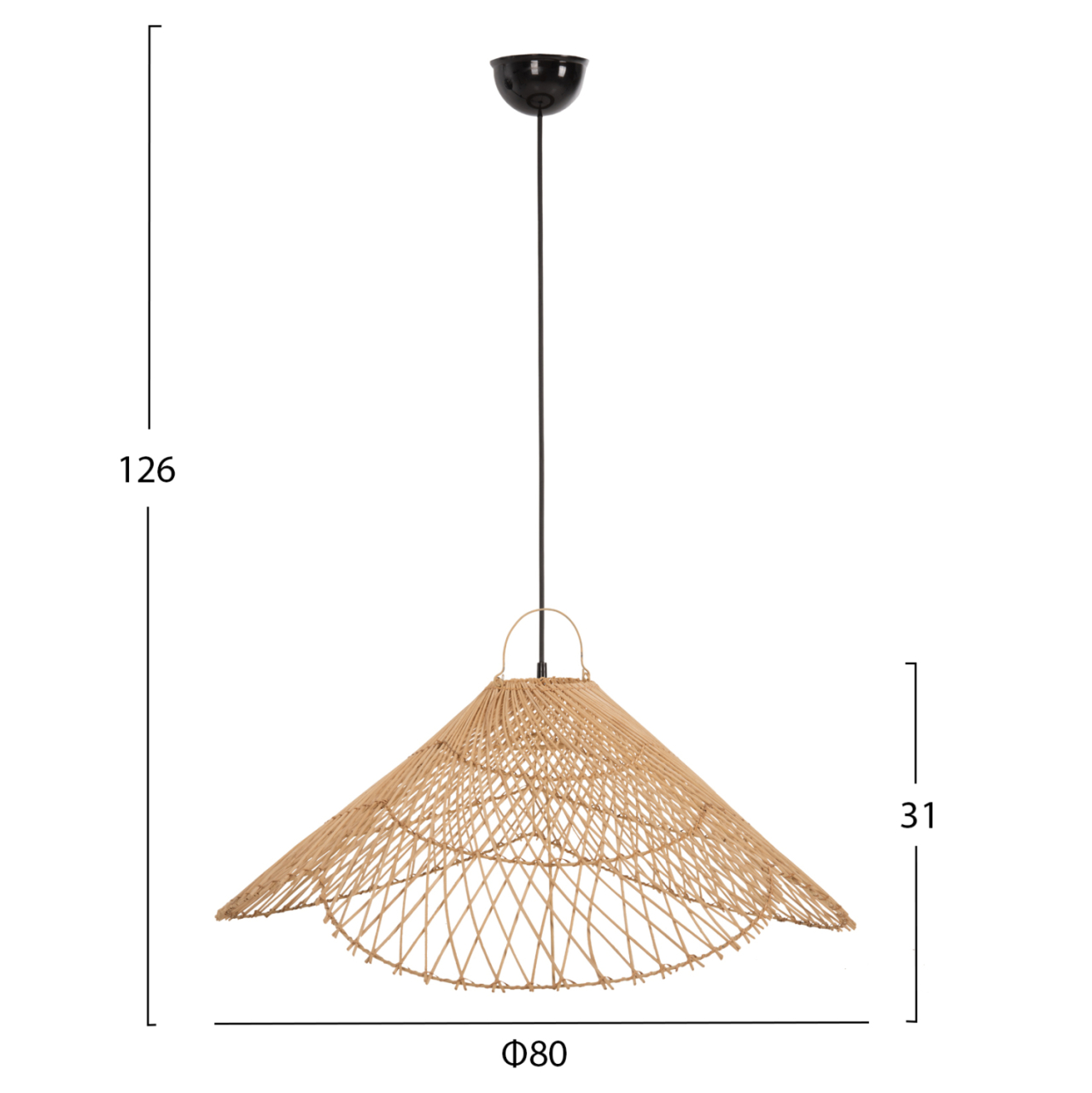 CEILING PENDANT LAMP HM7879.02 RATTAN IN NATURAL COLOR Φ80x31x126Hcm. [2]