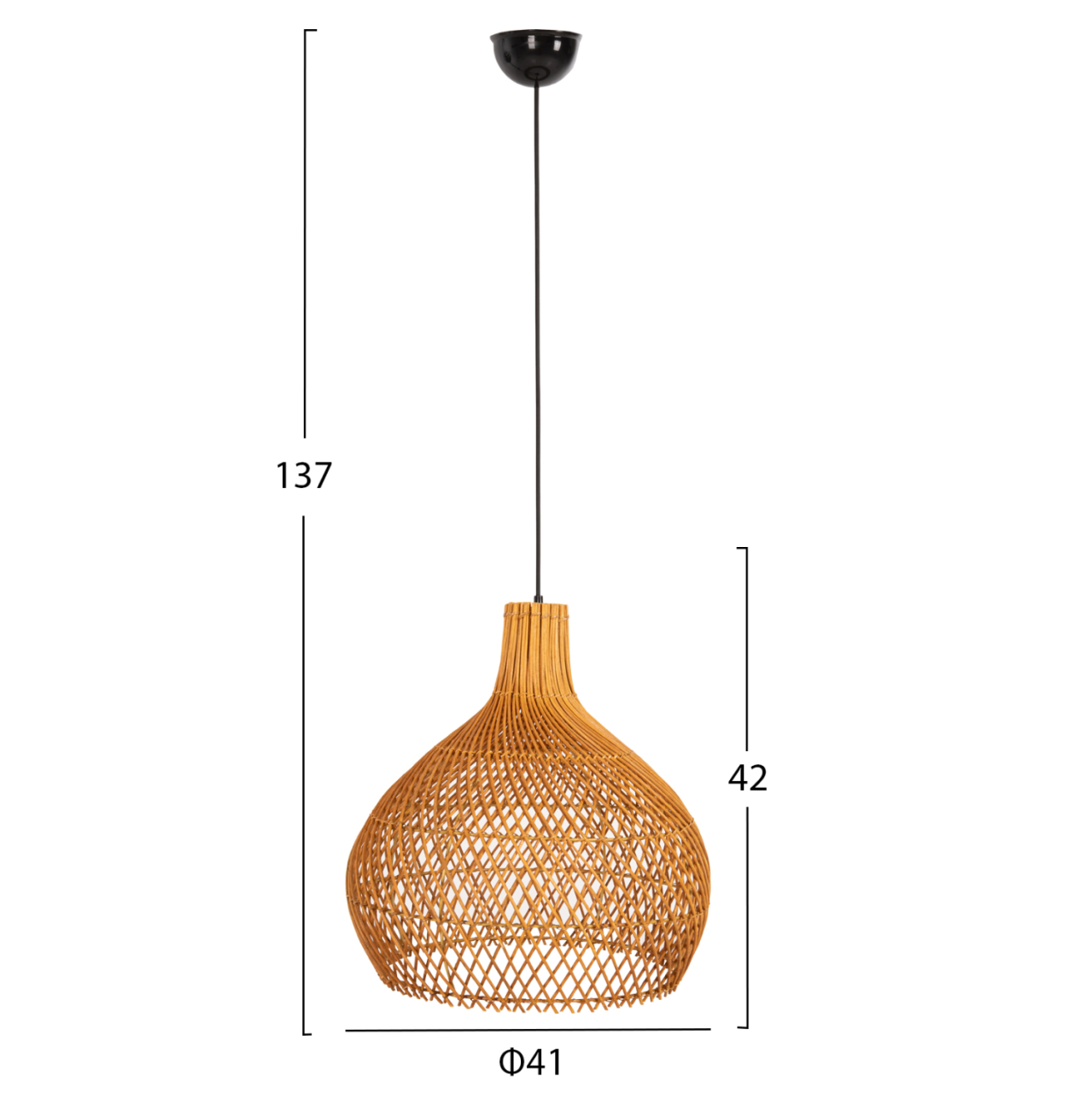 CEILING PENDANT LAMP HM7881 RATTAN IN NATURAL COLOR Φ41x137Hcm. [2]