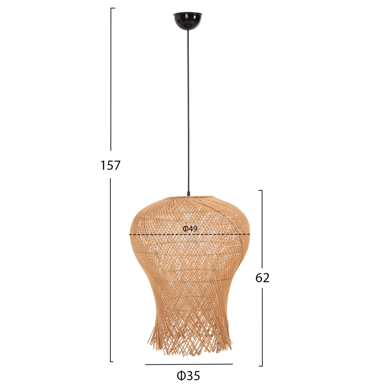 CEILING PENDANT LAMP HM7882 RATTAN IN NATURAL COLOR Φ49x157Hcm. [2]