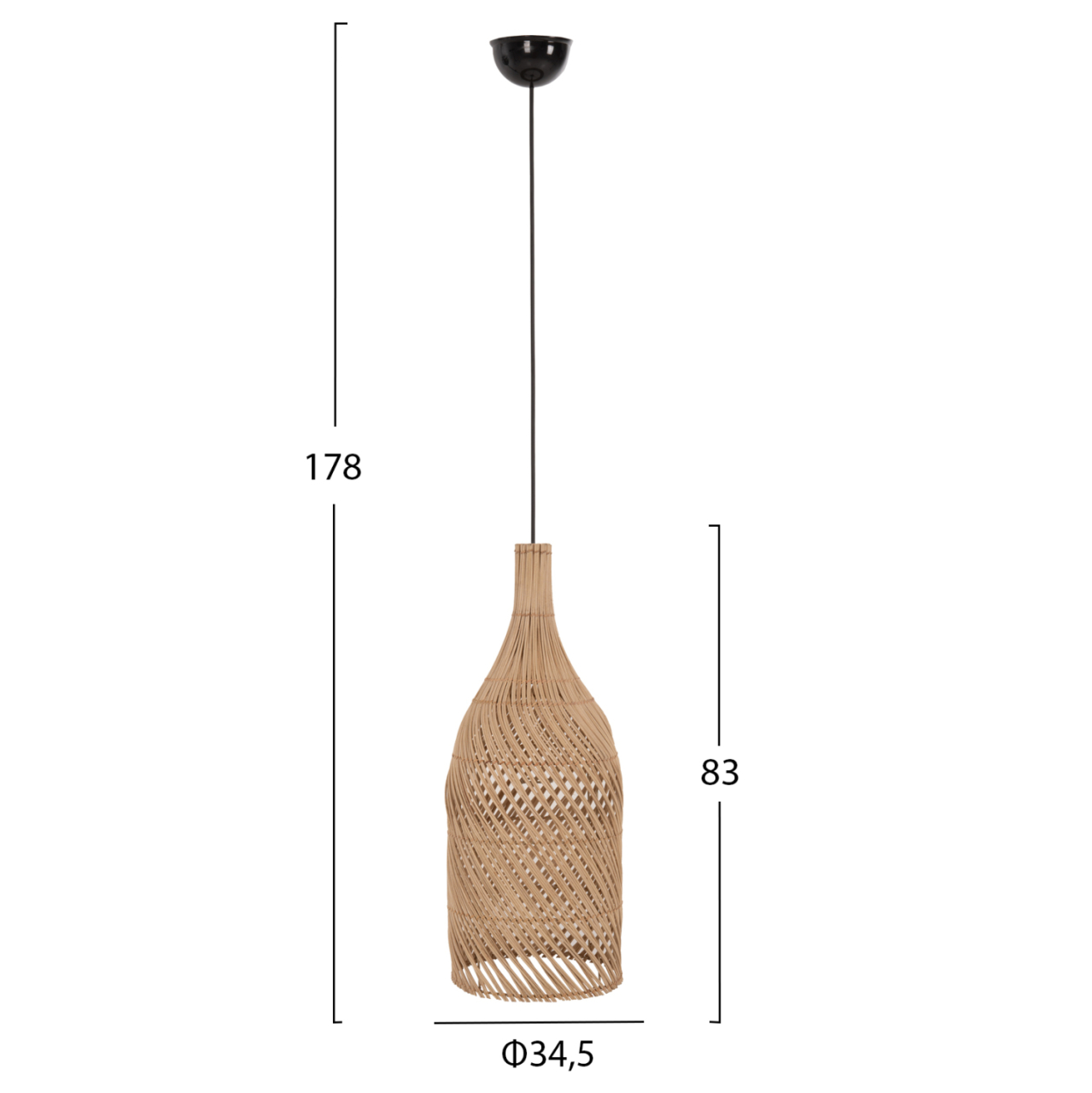 CEILING PENDANT LAMP HM7883 NATURAL RATTAN IN NATURAL COLOR Φ34,5x178Hcm. [2]