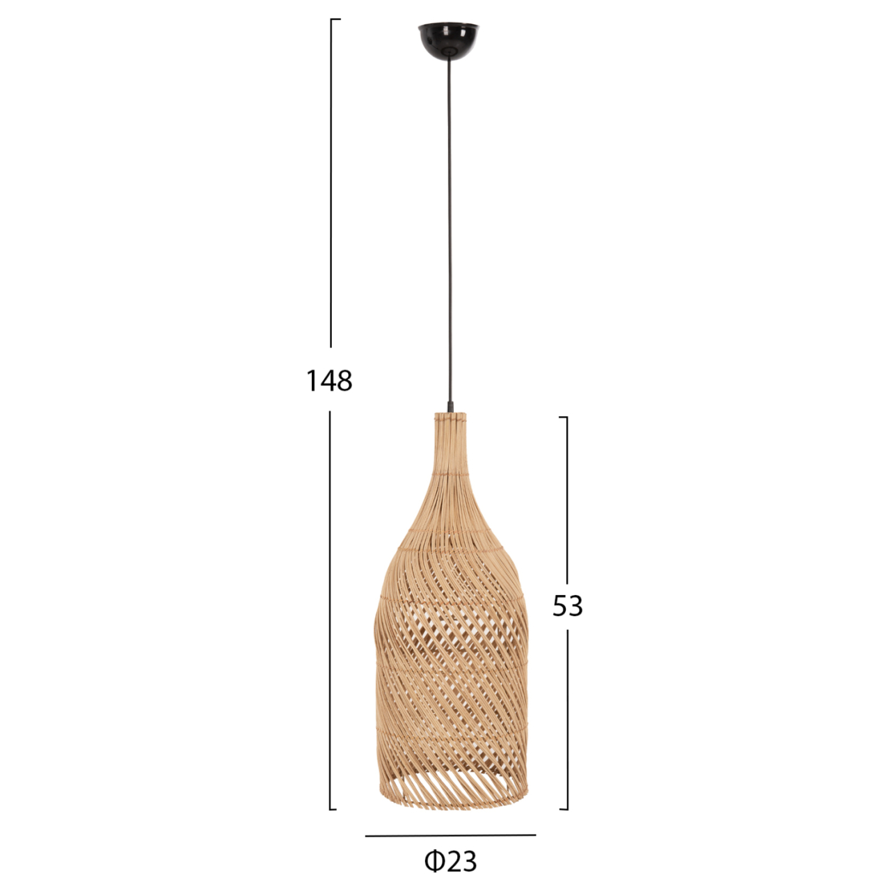CEILING PENDANT LAMP HM7885 RATTAN IN NATURAL COLOR Φ23x148Hcm. [2]