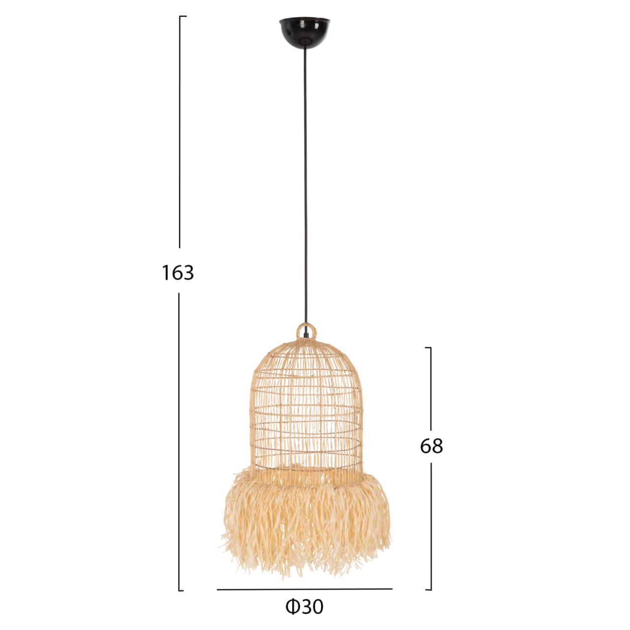 CEILING PENDANT LAMP HM7891 PALM LEAF FIBERS IN NATURAL COLOR Φ30x163Hcm. [2]