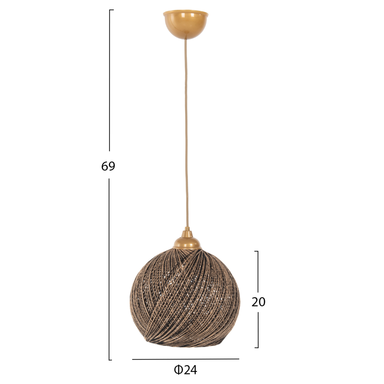CEILING PENDANT LAMP INDOORS FB97645.01, GOLD BLACK KNITTED ROPE, D24x69 cm. [2]