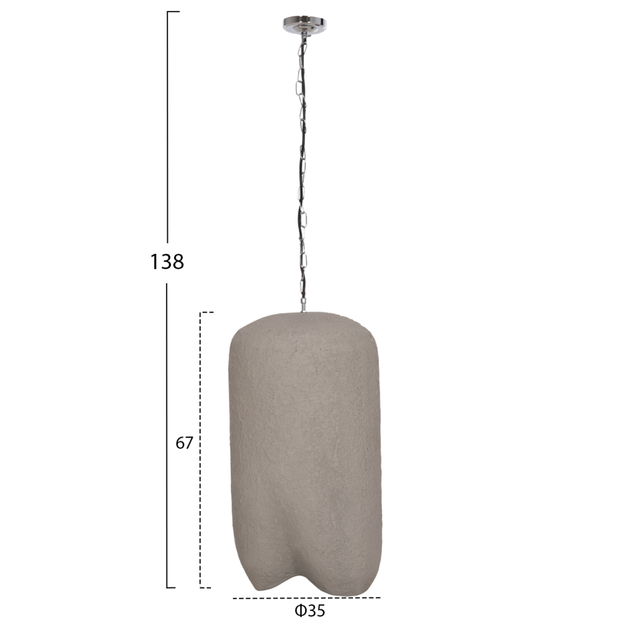 CEILING PENDANT LAMP LOGKY HM4704.03L FIBER CEMENT IN GREY 35x35x67Hcm. [2]