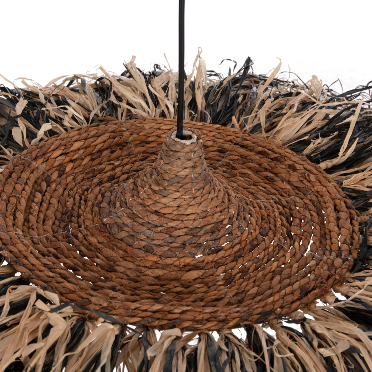 CEILING PENDANT LAMP ORDEM HM4715 SISAL and BANANA FIBERS CAP--BLACK and NATURAL Φ75cm [4]