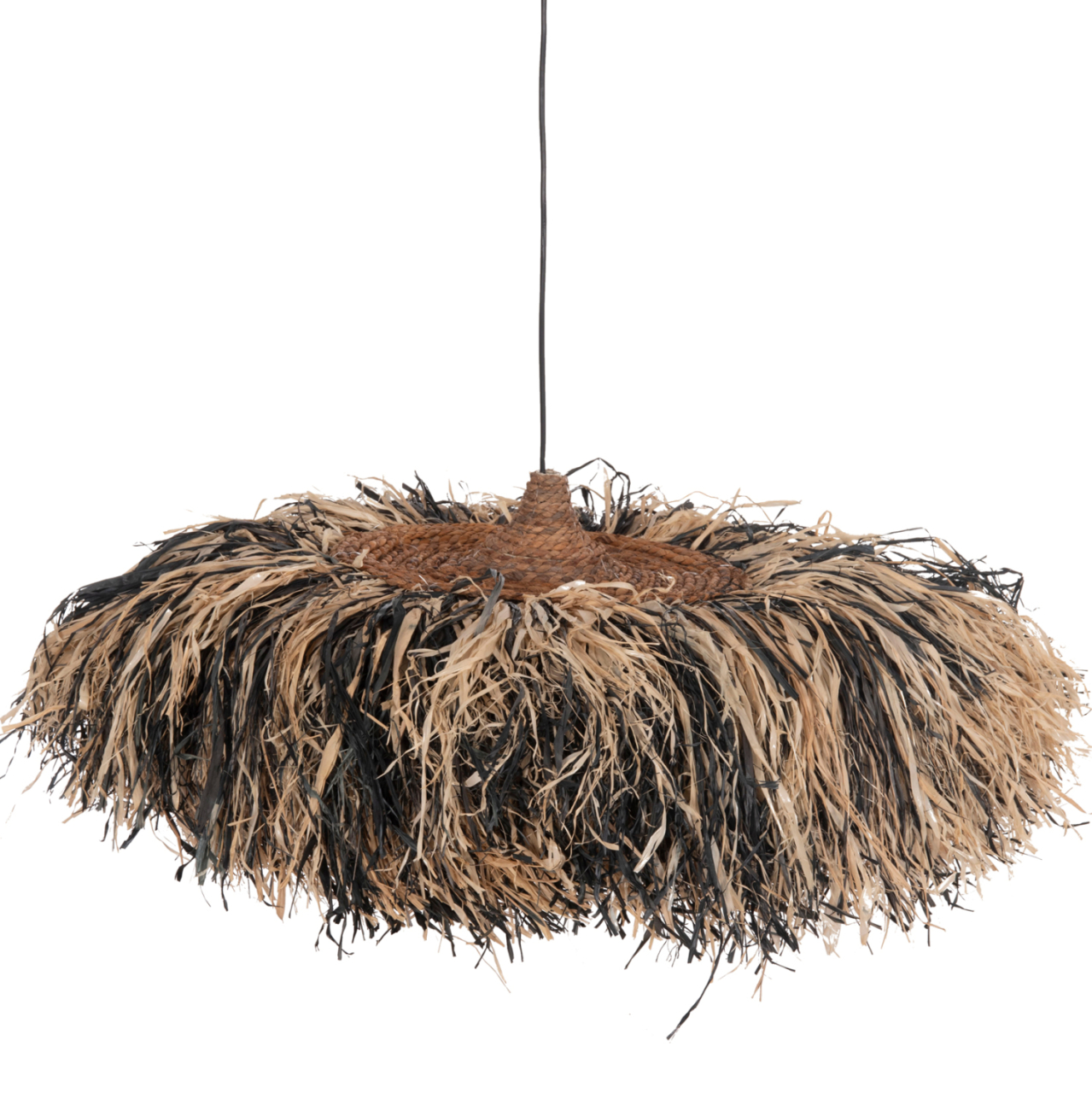 CEILING PENDANT LAMP ORDEM HM4715 SISAL and BANANA FIBERS CAP--BLACK and NATURAL Φ75cm [3]