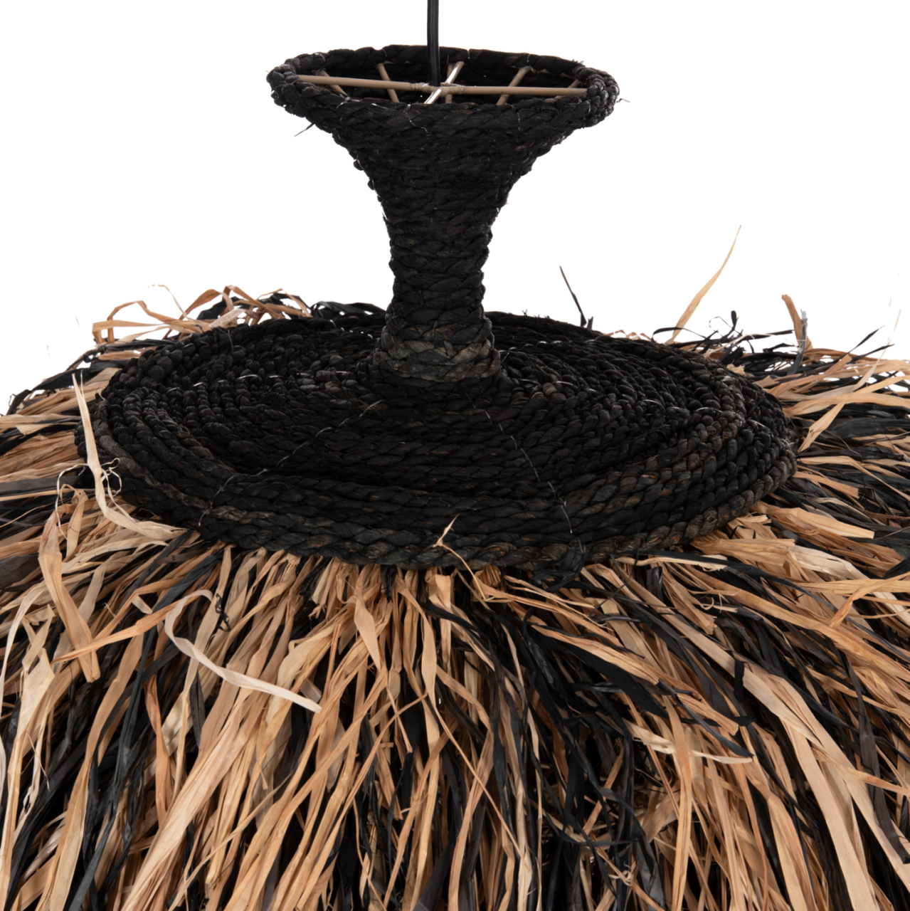 CEILING PENDANT LAMP ORDEM HM4716 SISAL and BANANA FIBERS CAP--BLACK and NATURAL Φ60x50Hcm. [5]