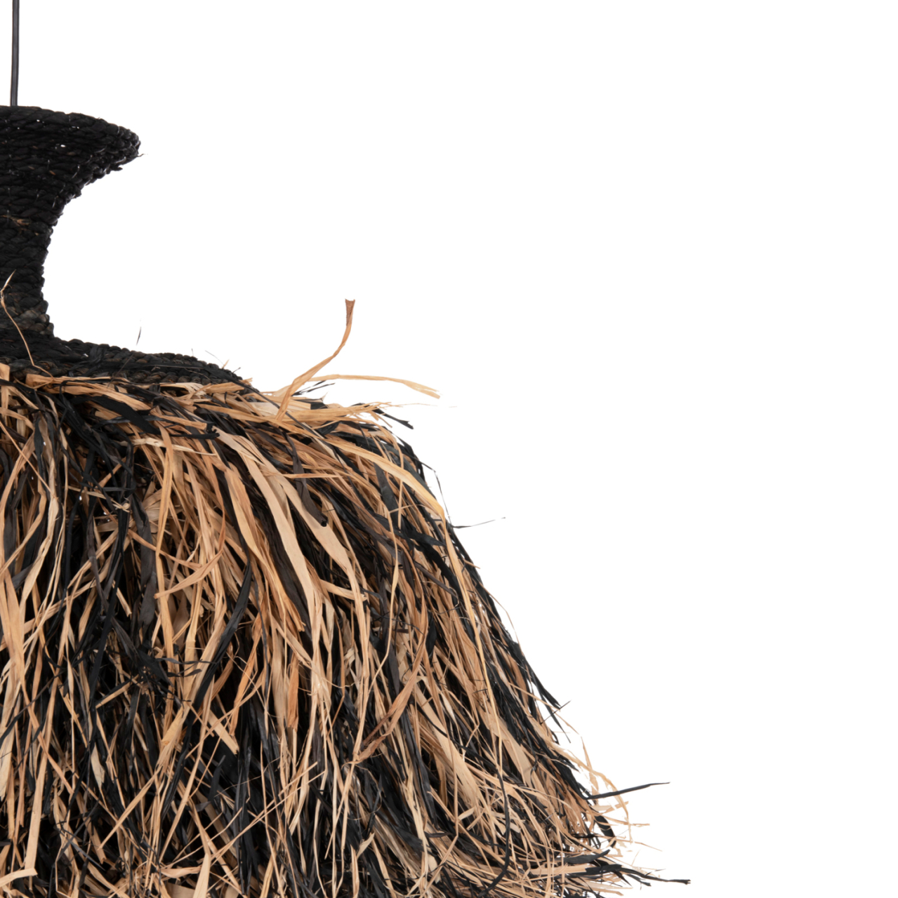 CEILING PENDANT LAMP ORDEM HM4716 SISAL and BANANA FIBERS CAP--BLACK and NATURAL Φ60x50Hcm. [6]
