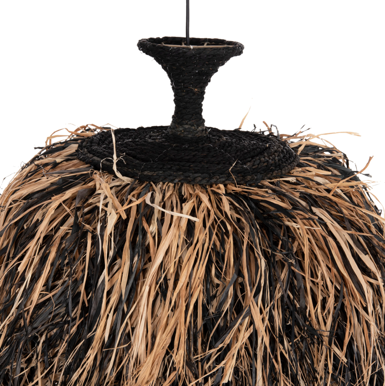 CEILING PENDANT LAMP ORDEM HM4716 SISAL and BANANA FIBERS CAP--BLACK and NATURAL Φ60x50Hcm. [3]