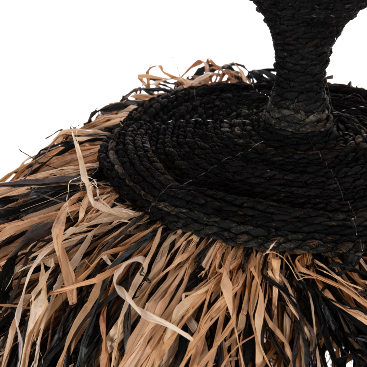 CEILING PENDANT LAMP ORDEM HM4716 SISAL and BANANA FIBERS CAP--BLACK and NATURAL Φ60x50Hcm. [8]
