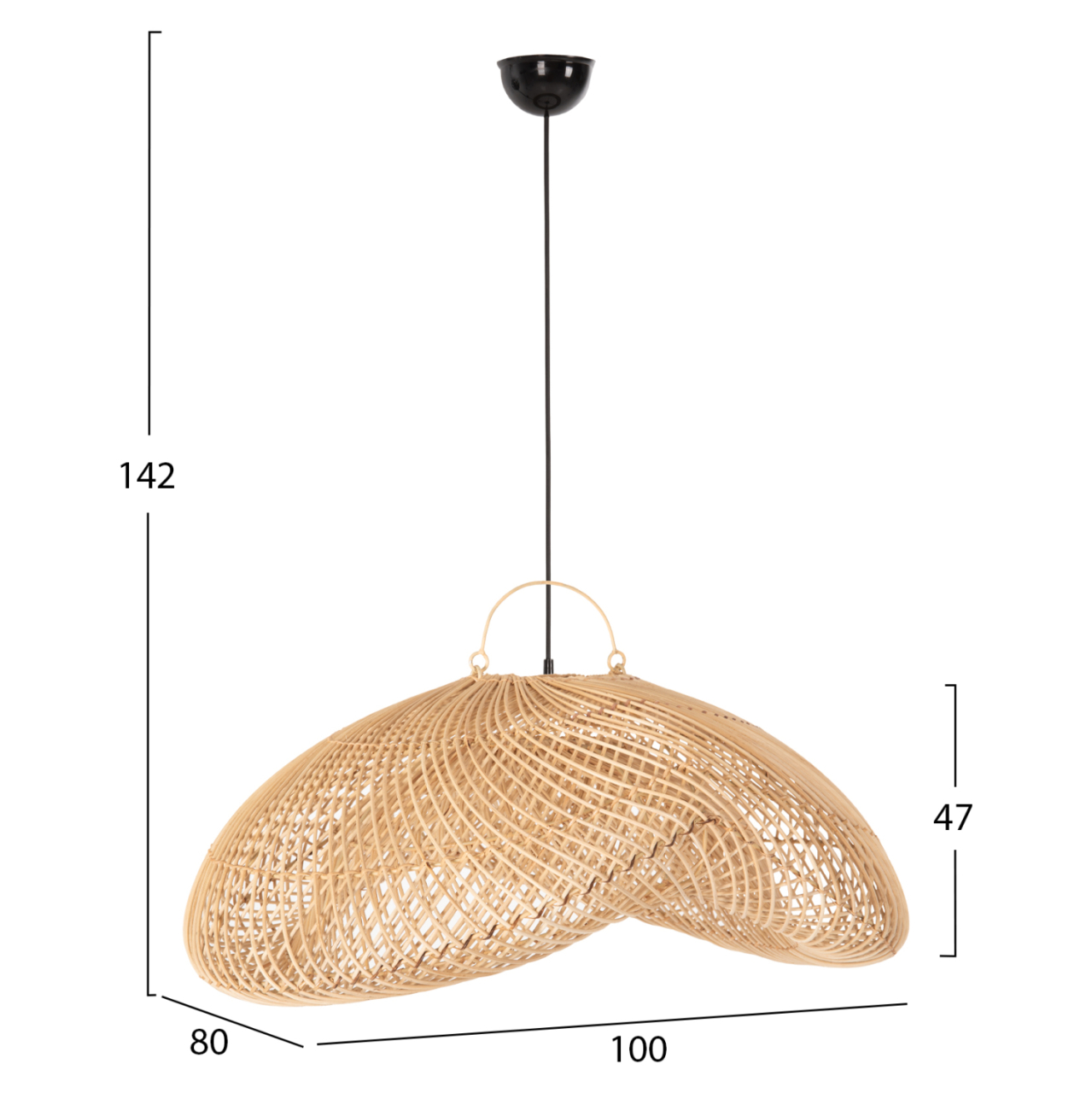 CEILING PENDANT LAMP PERK HM7861 RATTAN IN NATURAL COLOR 100x80x142Hcm. [2]