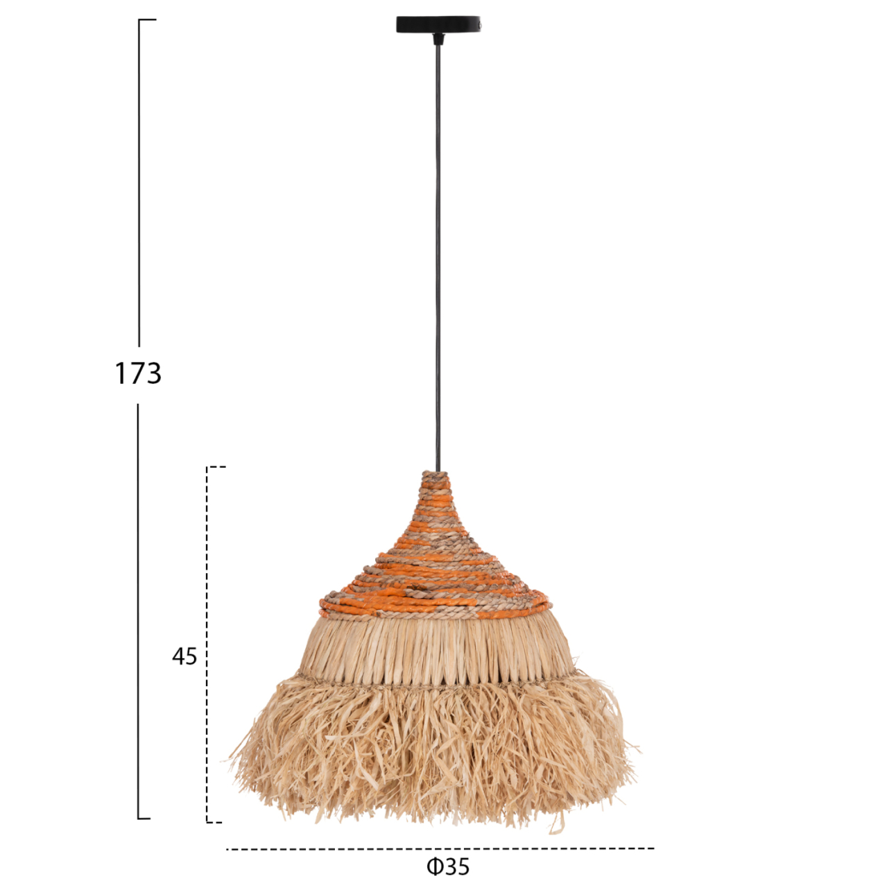 CEILING PENDANT LAMP SIFO HM4714 SISAL and BANANA FIBERS CAP-NATURAL and MIX Φ35x45Hcm. [2]