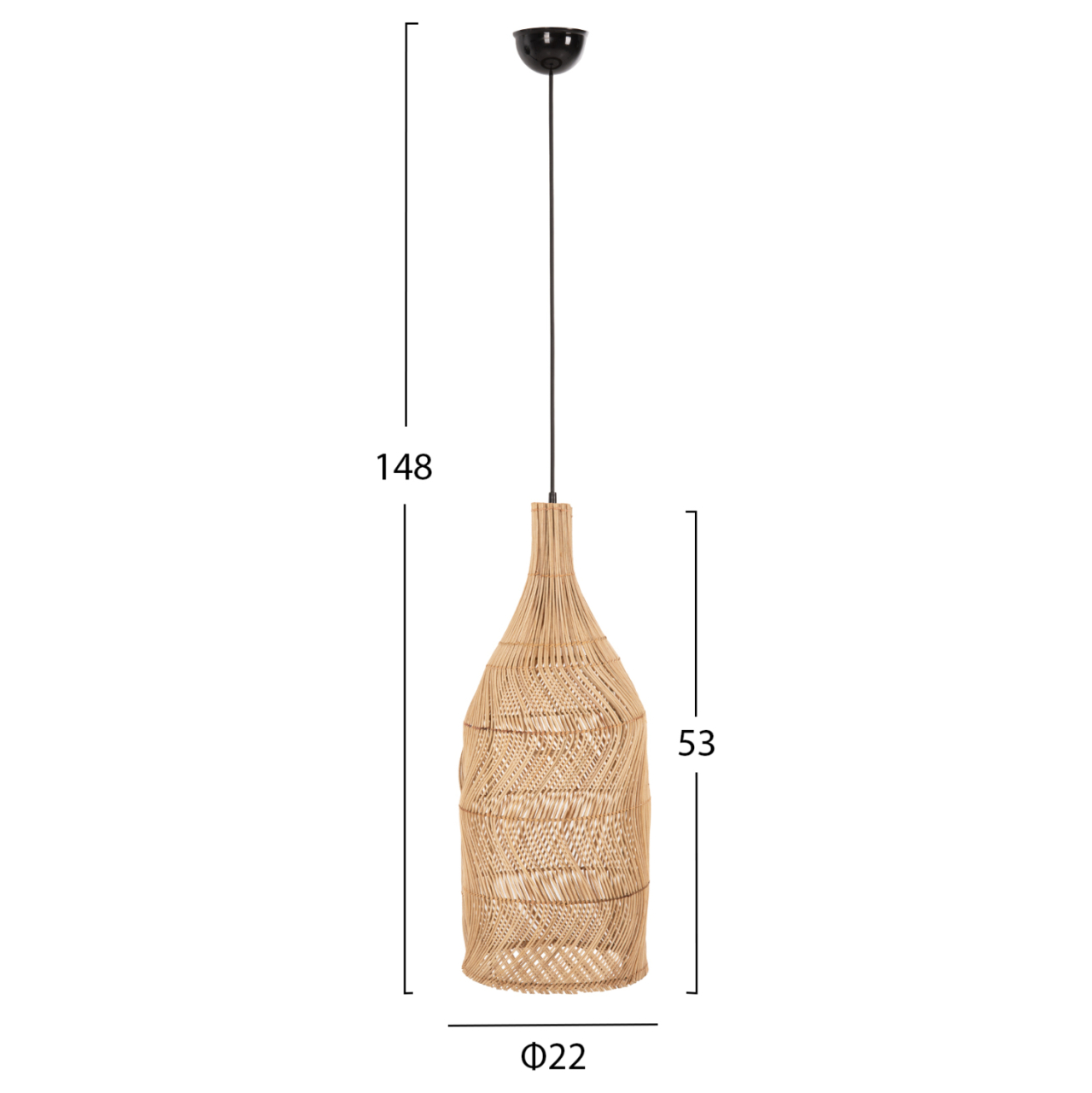 CEILING PENDANT LAMP THEON ΗΜ7888 NATURAL RATTAN IN NATURAL COLOR Φ22x148Hcm. [2]