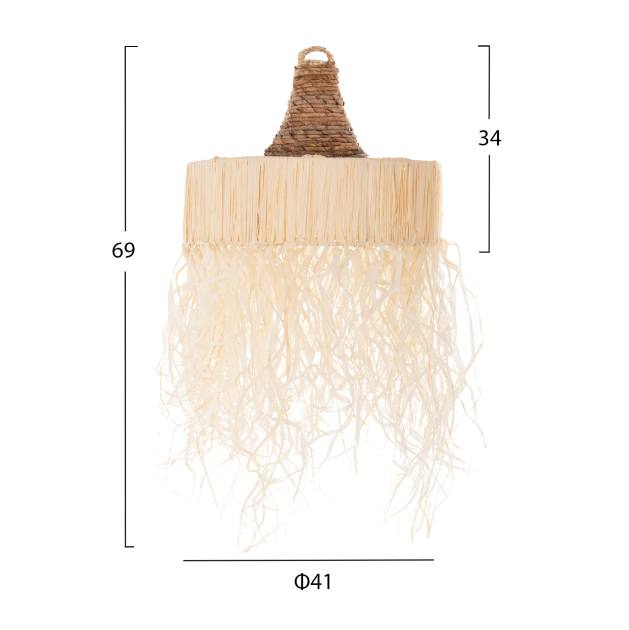 CEILING PENDANT LAMP WITH FRINGES HM7853 DRIED PALM FIBERS Φ41x34Hcm. [2]