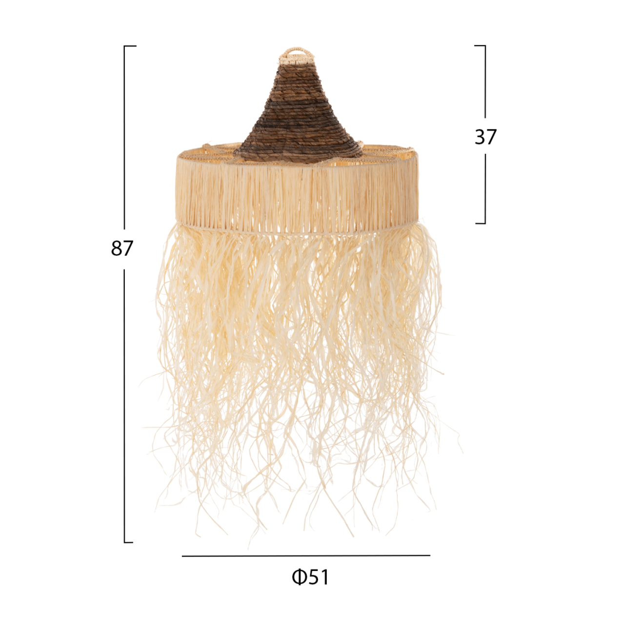 CEILING PENDANT LAMP WITH FRINGES HM7854 DRIED PALM FIBERS Φ51x37Hcm. [2]