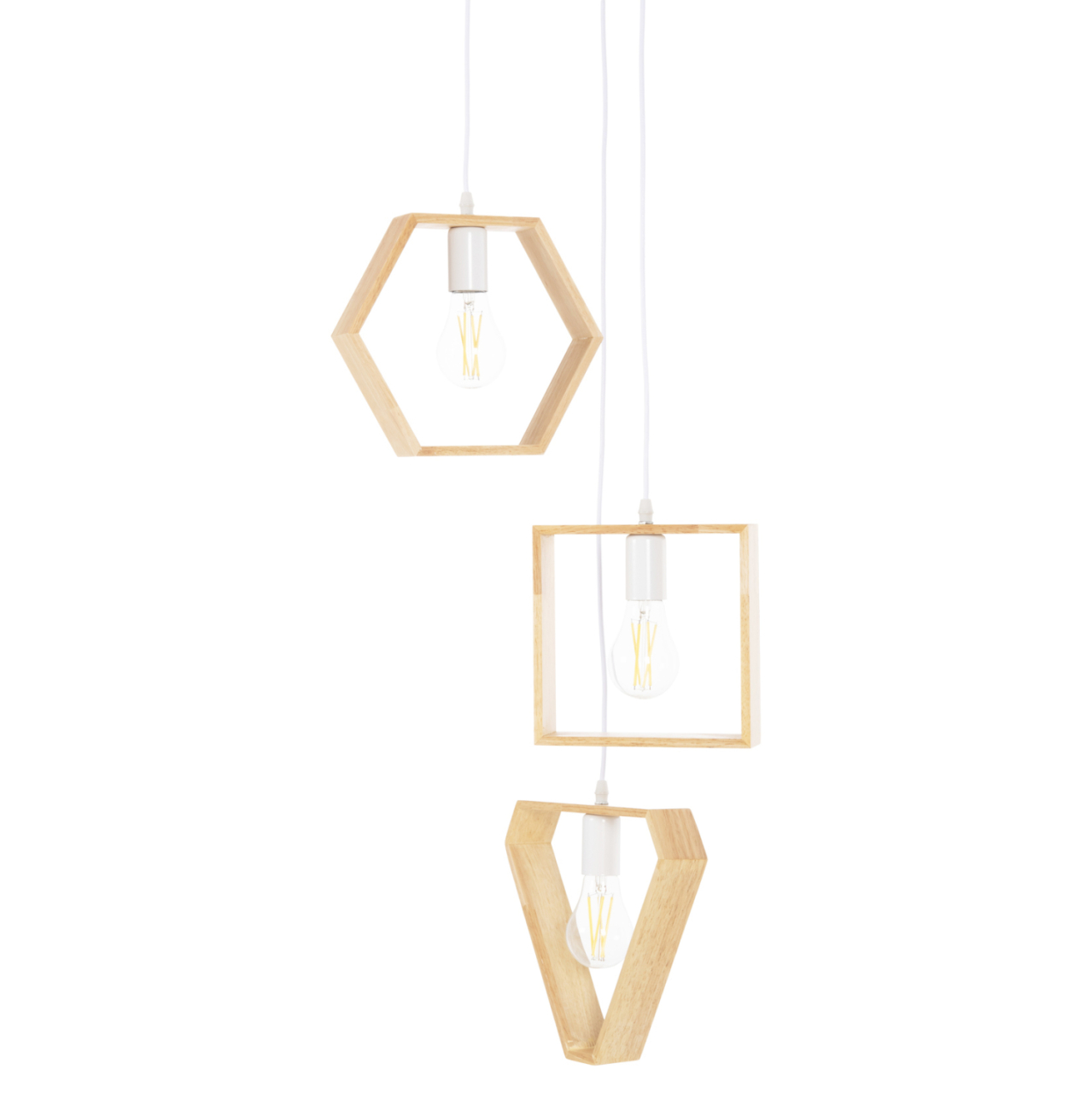 CEILING PENDANT LUMINAIRE HM4072 3-LIGHT WOODEN GEOMETRICAL SHAPES [4]