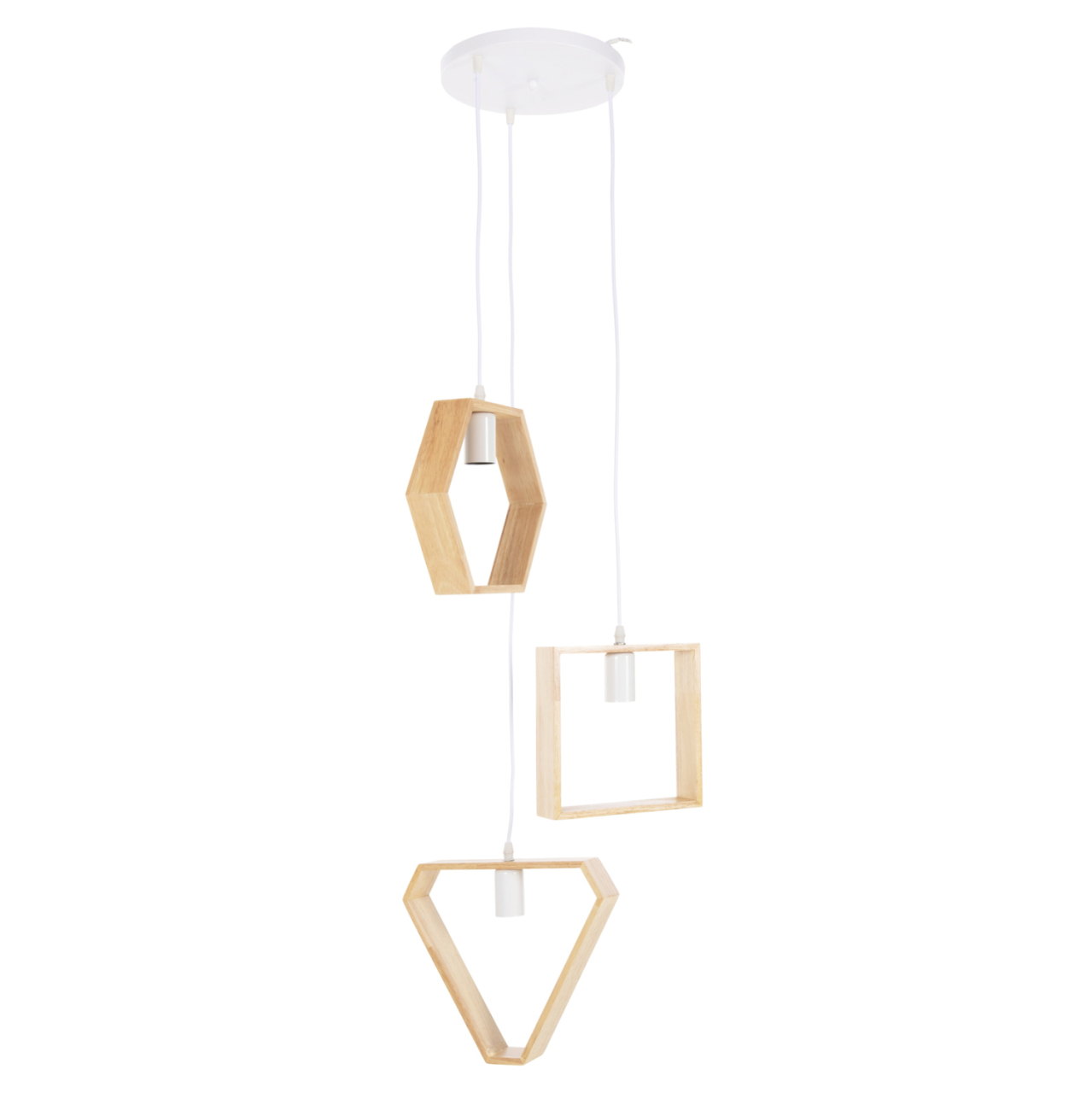 CEILING PENDANT LUMINAIRE HM4072 3-LIGHT WOODEN GEOMETRICAL SHAPES [3]