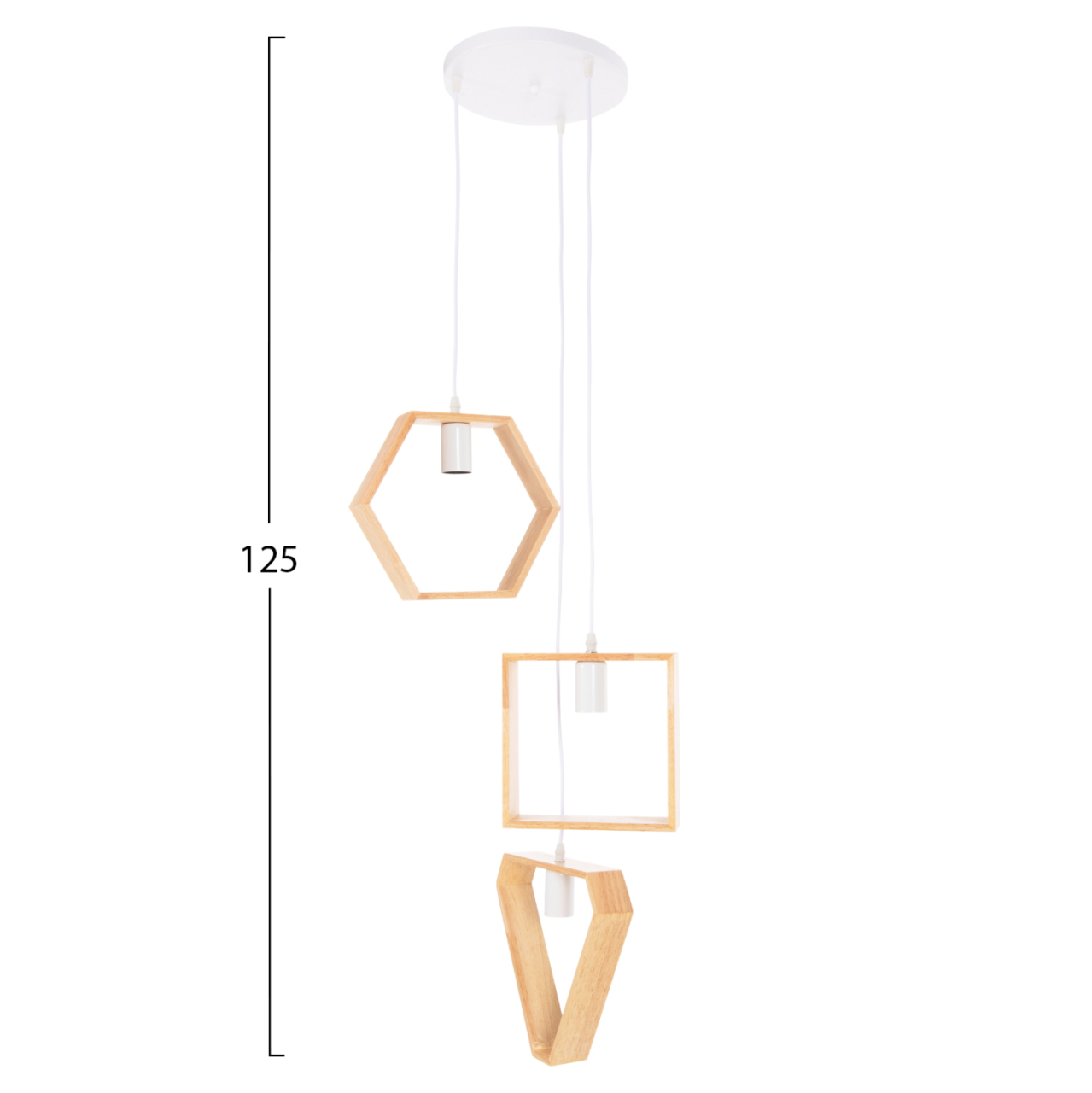 CEILING PENDANT LUMINAIRE HM4072 3-LIGHT WOODEN GEOMETRICAL SHAPES [2]