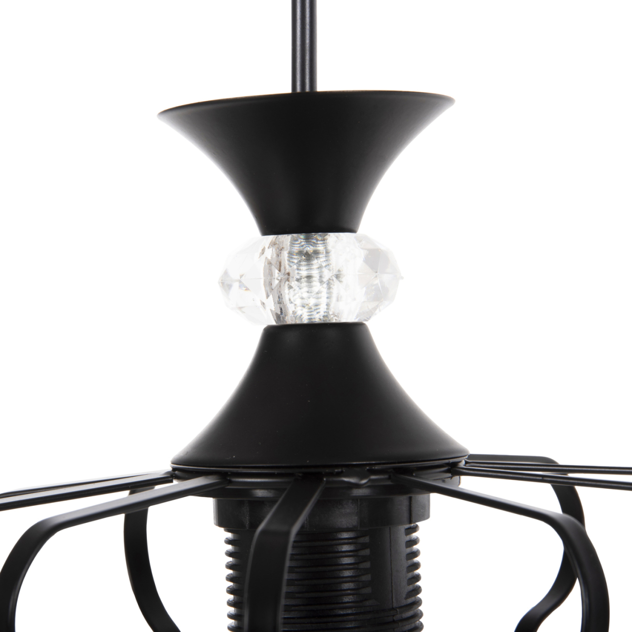 CEILING PENDANT LUMINAIRE HM4089 3-LIGHT BLACK METAL CAPS Φ34x128Hcm. [6]