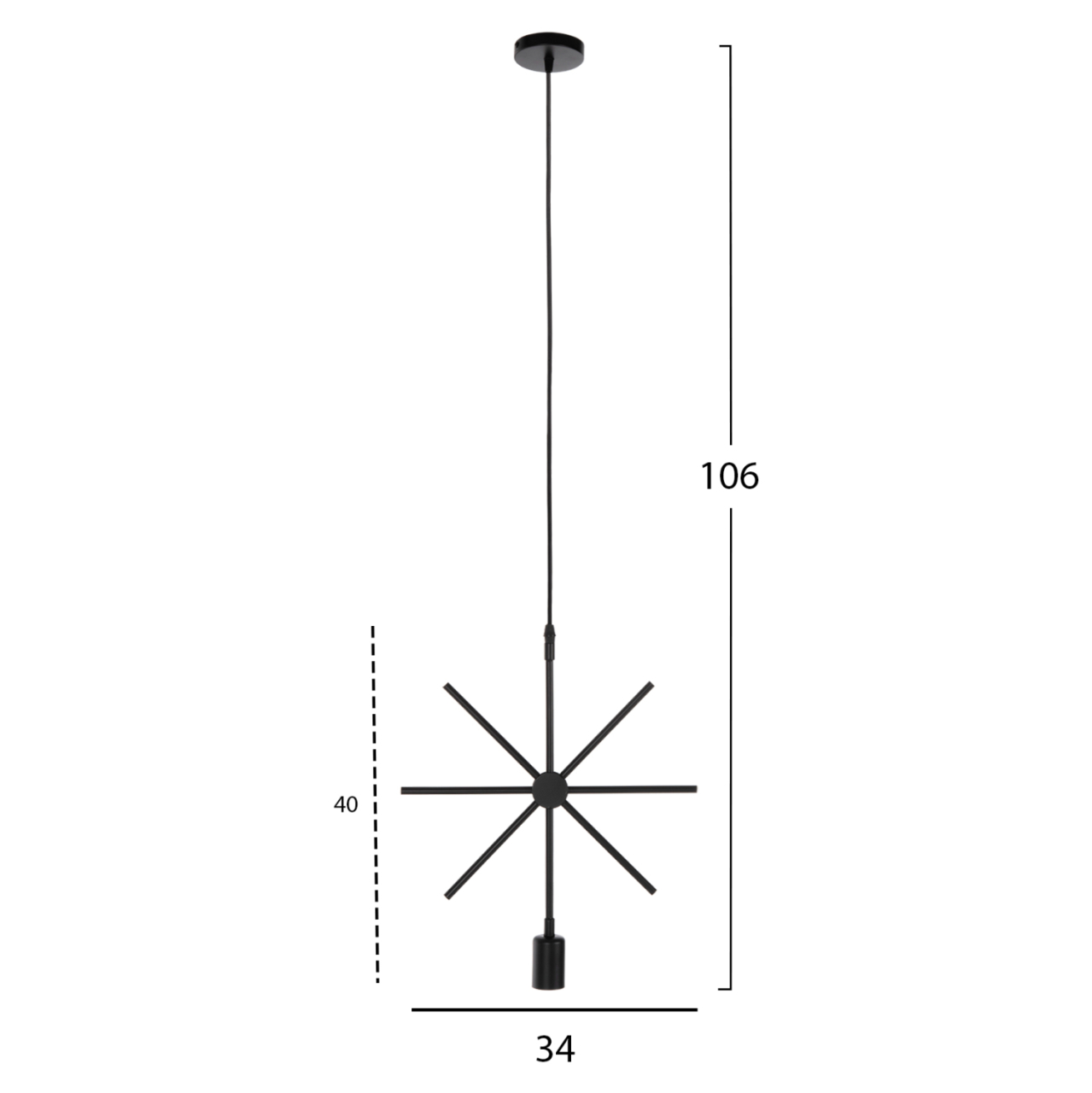 CEILING PENDANT LUMINAIRE HM4098 BLACK METAL STAR 34x40x106H cm. [2]