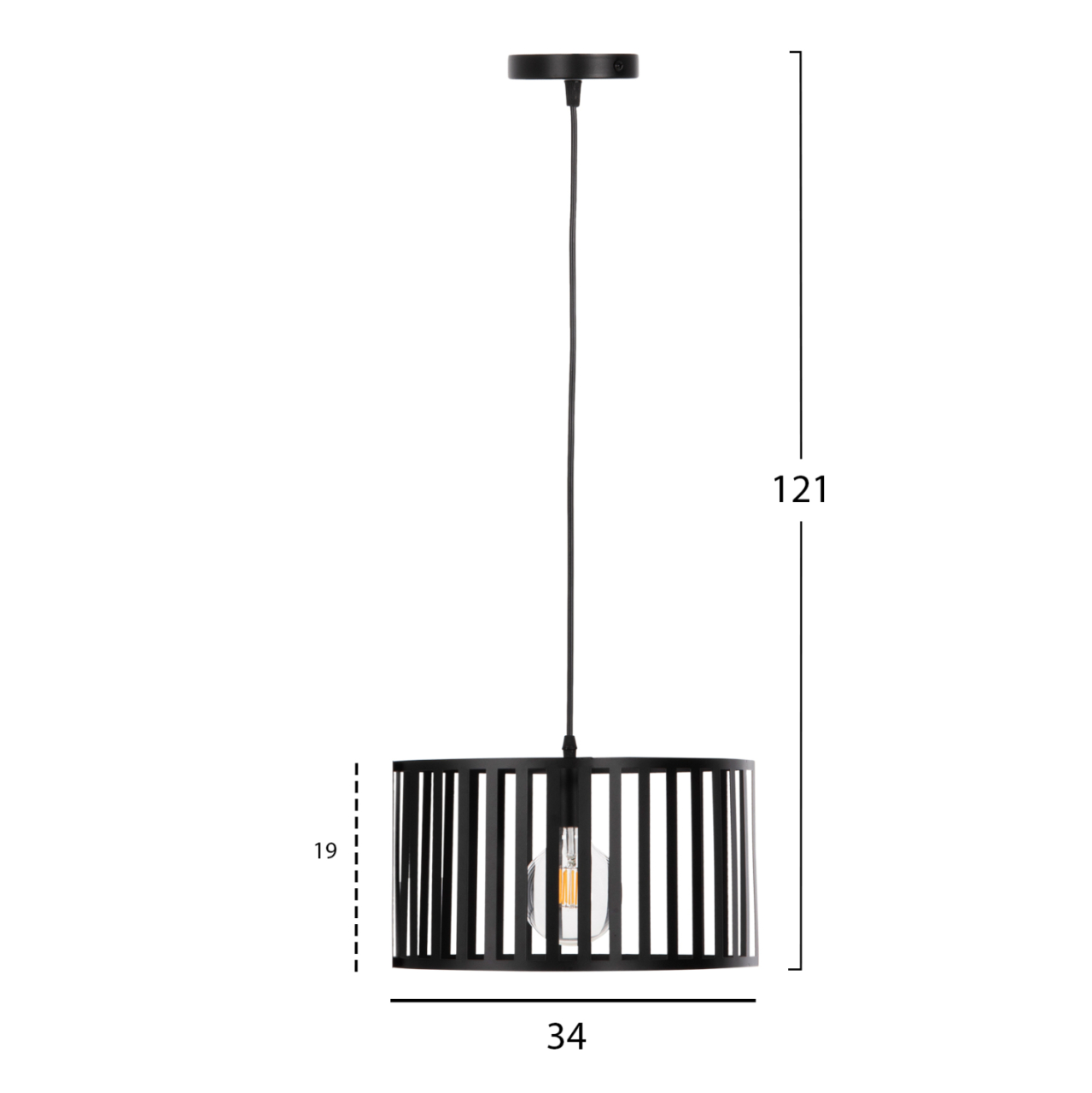 CEILING PENDANT LUMINAIRE HM4113 BLACK METAL 34x23x121Hcm. [2]