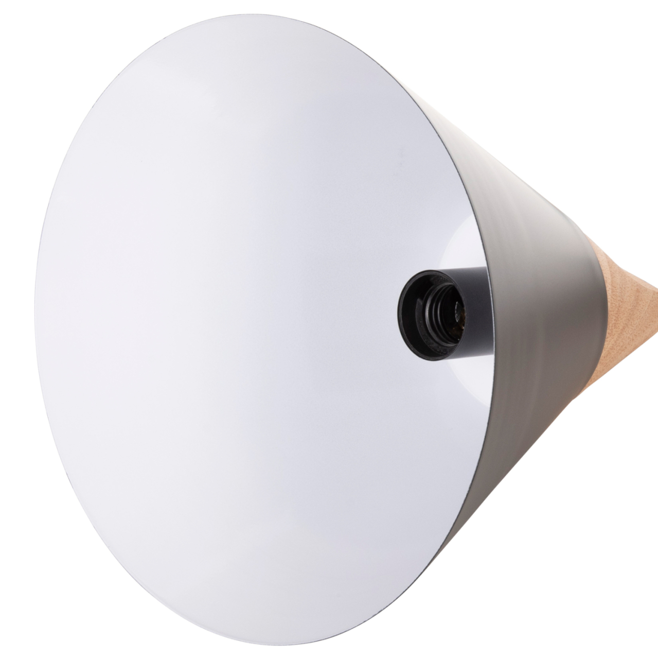 CEILING PENDANT LUMINAIRE HM4148 BLACK METAL CAP-WOOD DETAIL Φ22x115Hcm. [6]