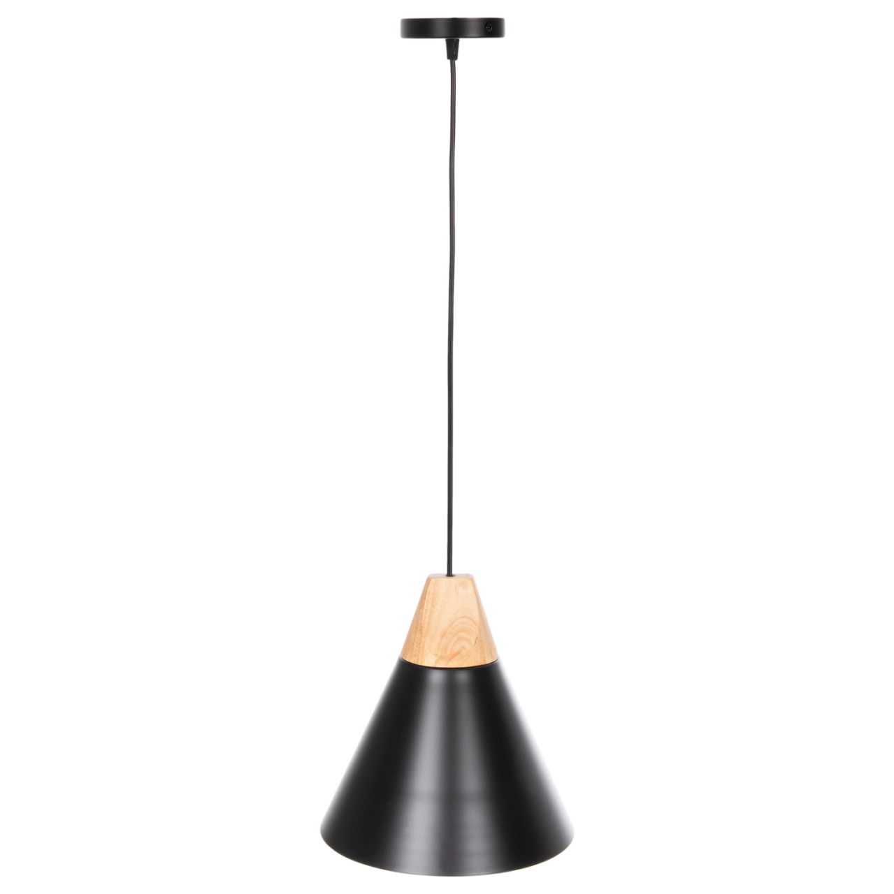 CEILING PENDANT LUMINAIRE HM4148 BLACK METAL CAP-WOOD DETAIL Φ22x115Hcm. [4]
