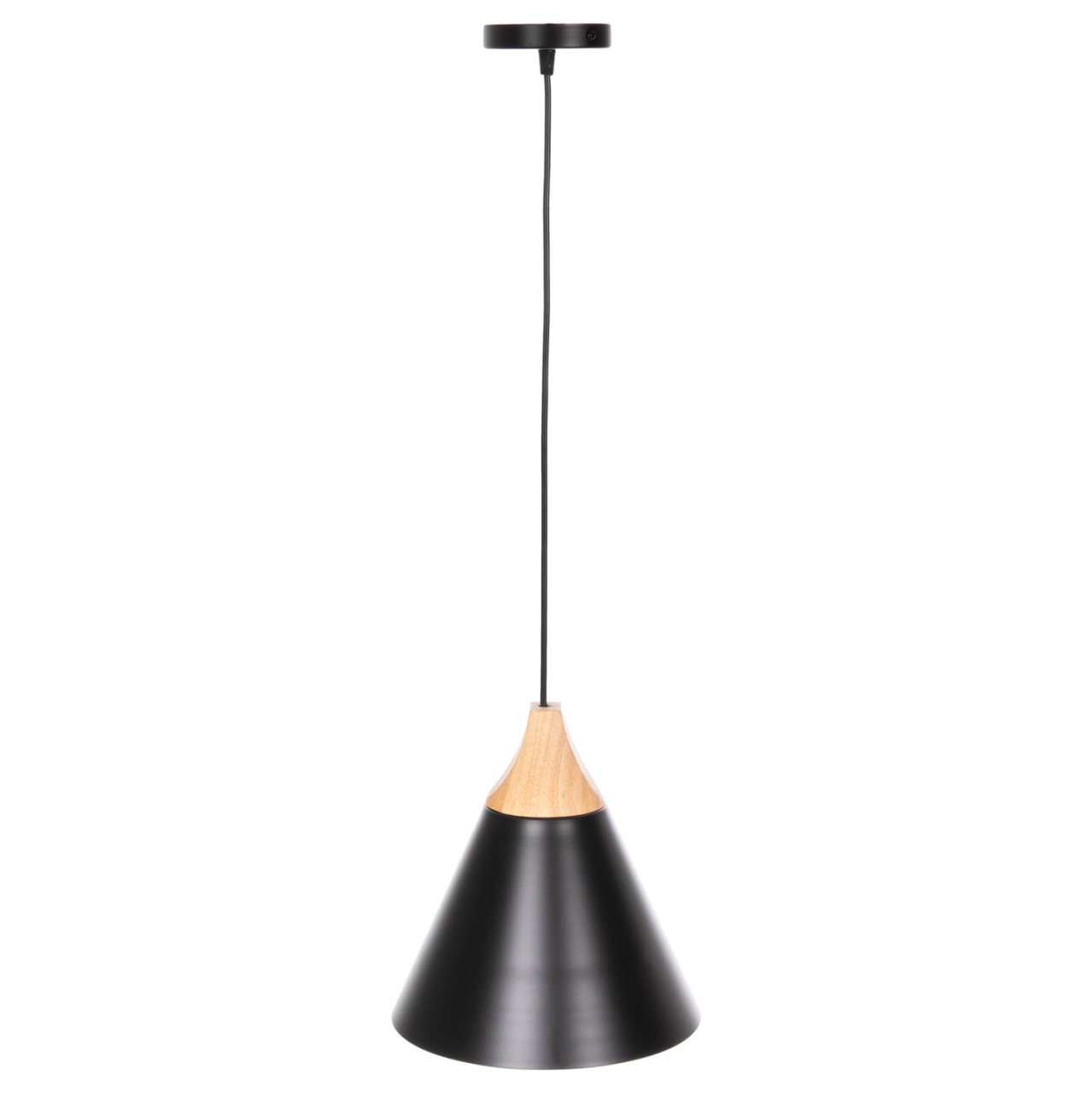 CEILING PENDANT LUMINAIRE HM4148 BLACK METAL CAP-WOOD DETAIL Φ22x115Hcm. [3]