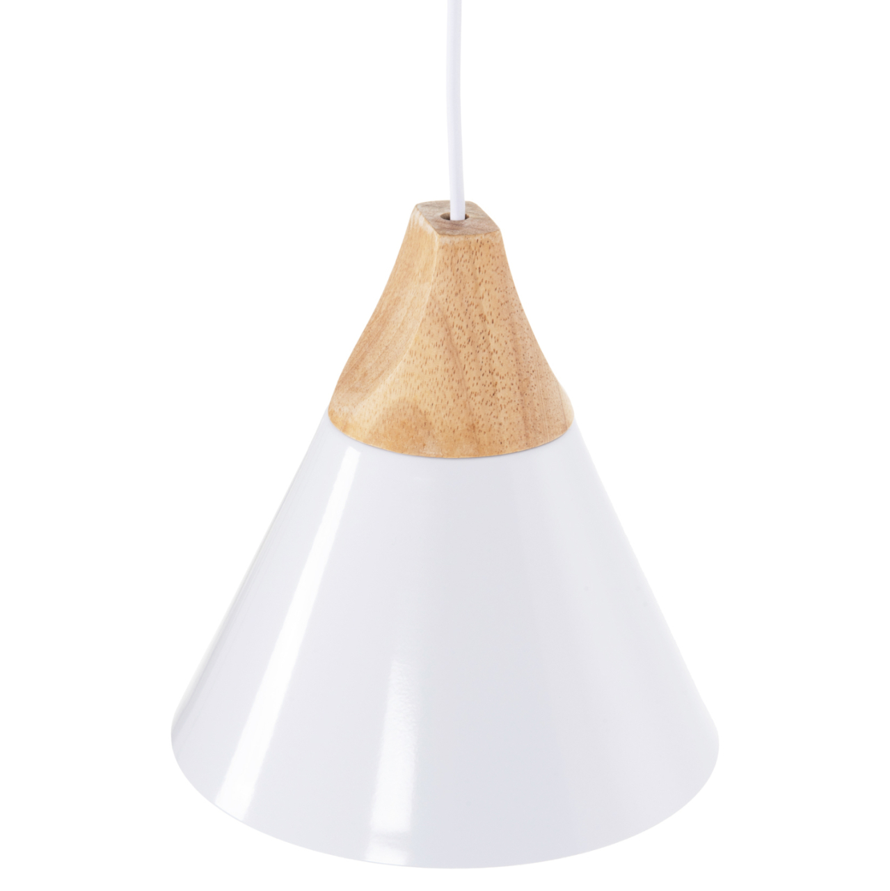 CEILING PENDANT LUMINAIRE HM4149 WHITE METAL CAP-WOOD DETAIL Φ22x115Hcm. [4]