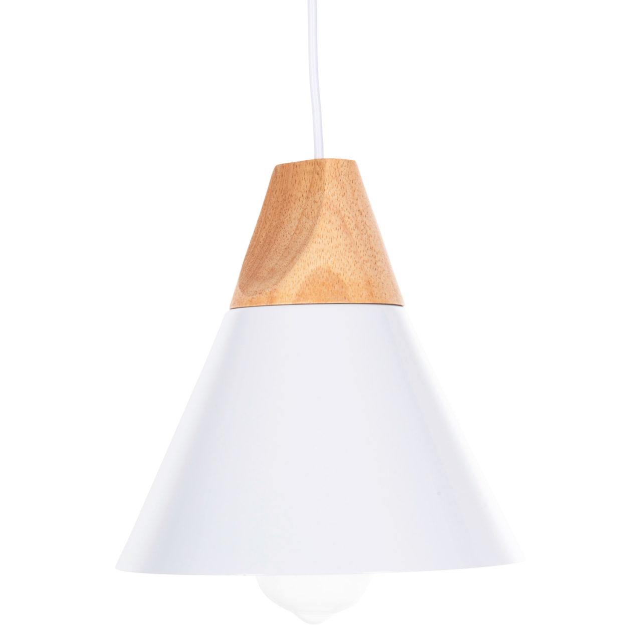 CEILING PENDANT LUMINAIRE HM4149 WHITE METAL CAP-WOOD DETAIL Φ22x115Hcm. [3]