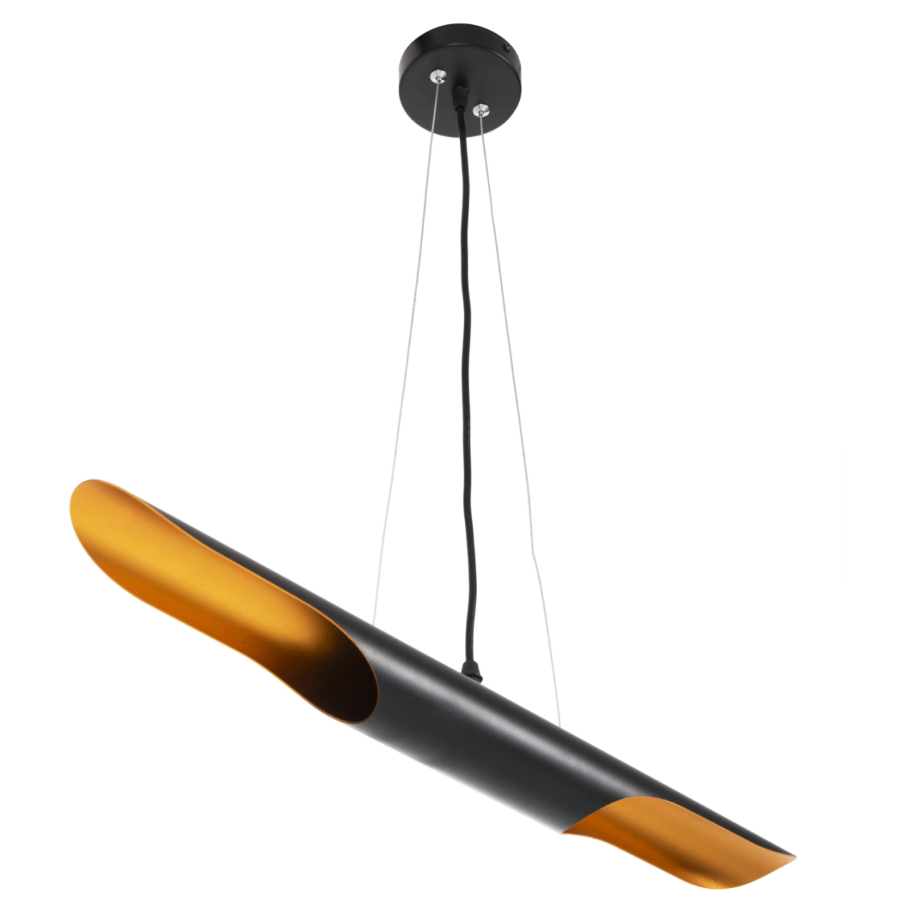 CEILING PENDANT LUMINAIRE HM4172 BLACK METAL TUBE-2 BULBS Φ6x60H cm. [4]