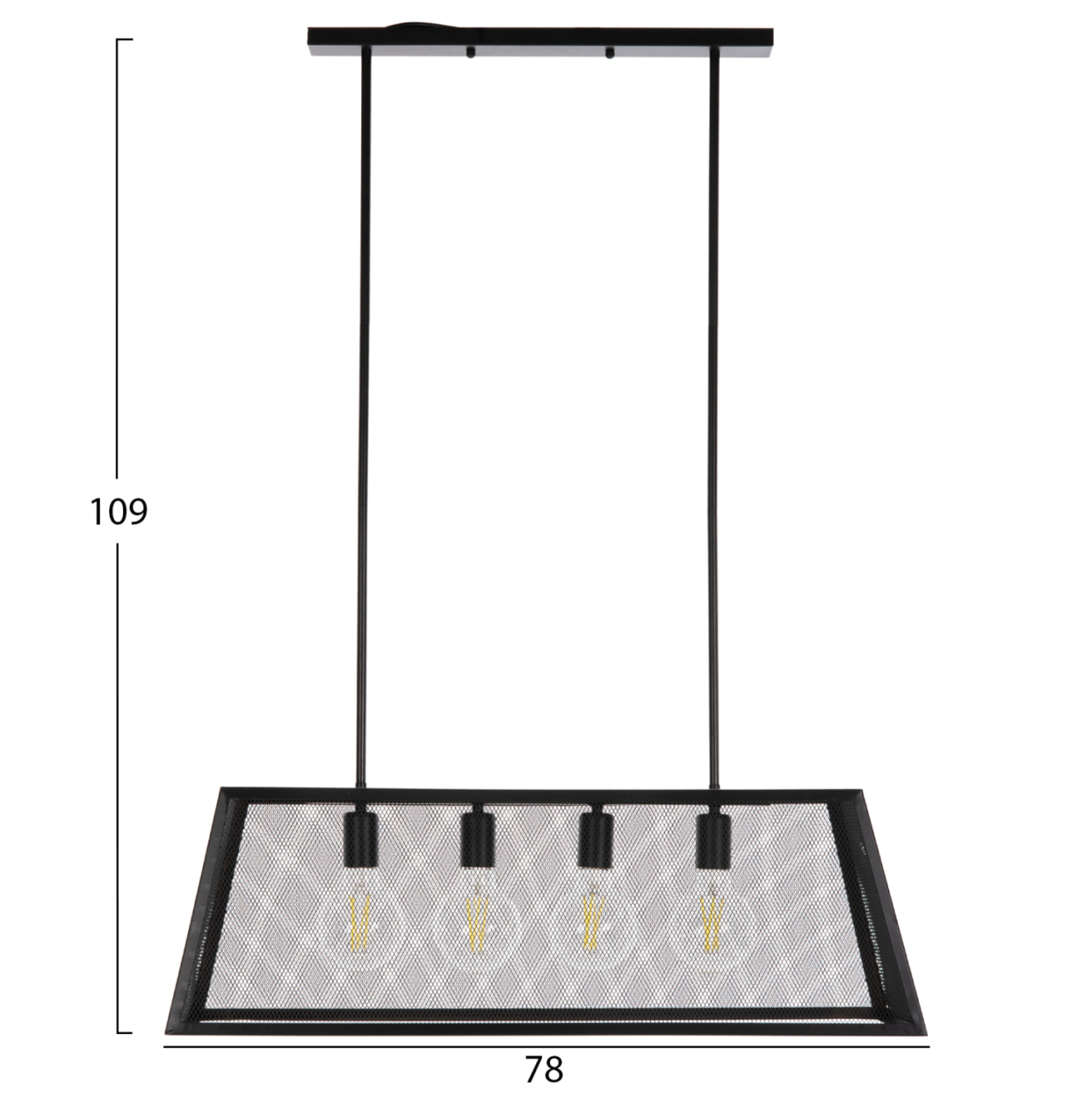 CEILING PENDANT LUMINAIRE HM4179 BLACK METAL 4-LIGHT 78x30,5x26Hcm. [2]