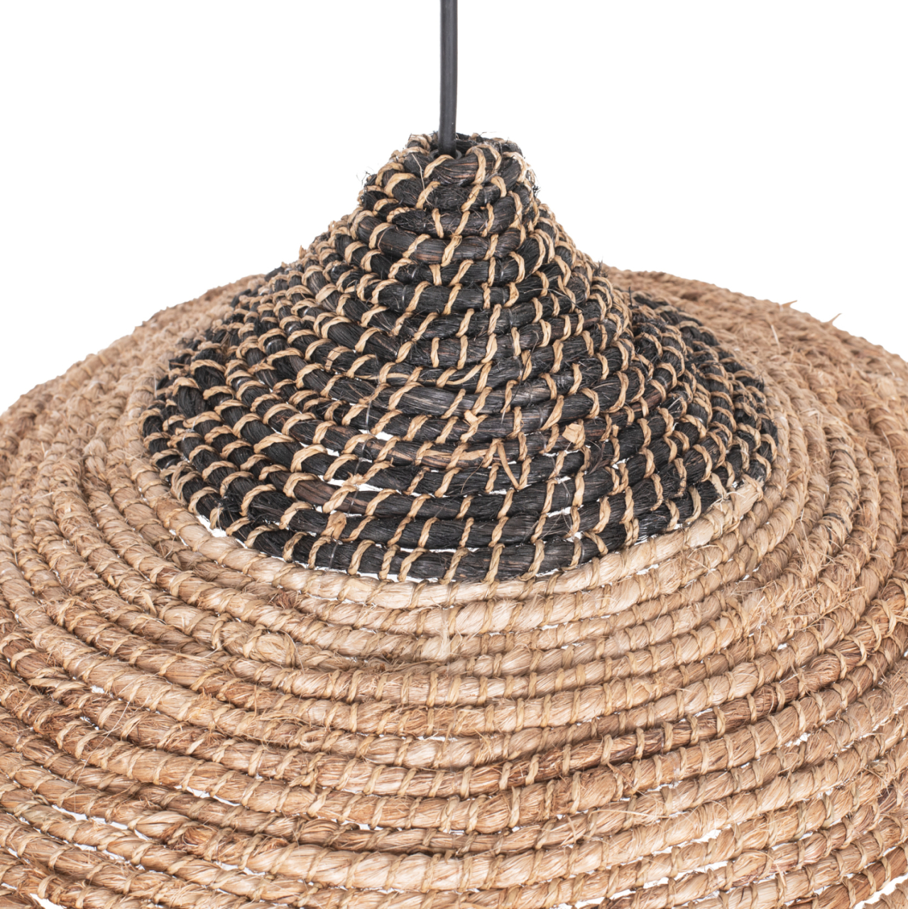 CEILING PENDANT MADE OF MANILA HEMP FIBERS IN NATURAL AND BLACK COLOR Φ45x23-60Hcm.HM7785 [3]