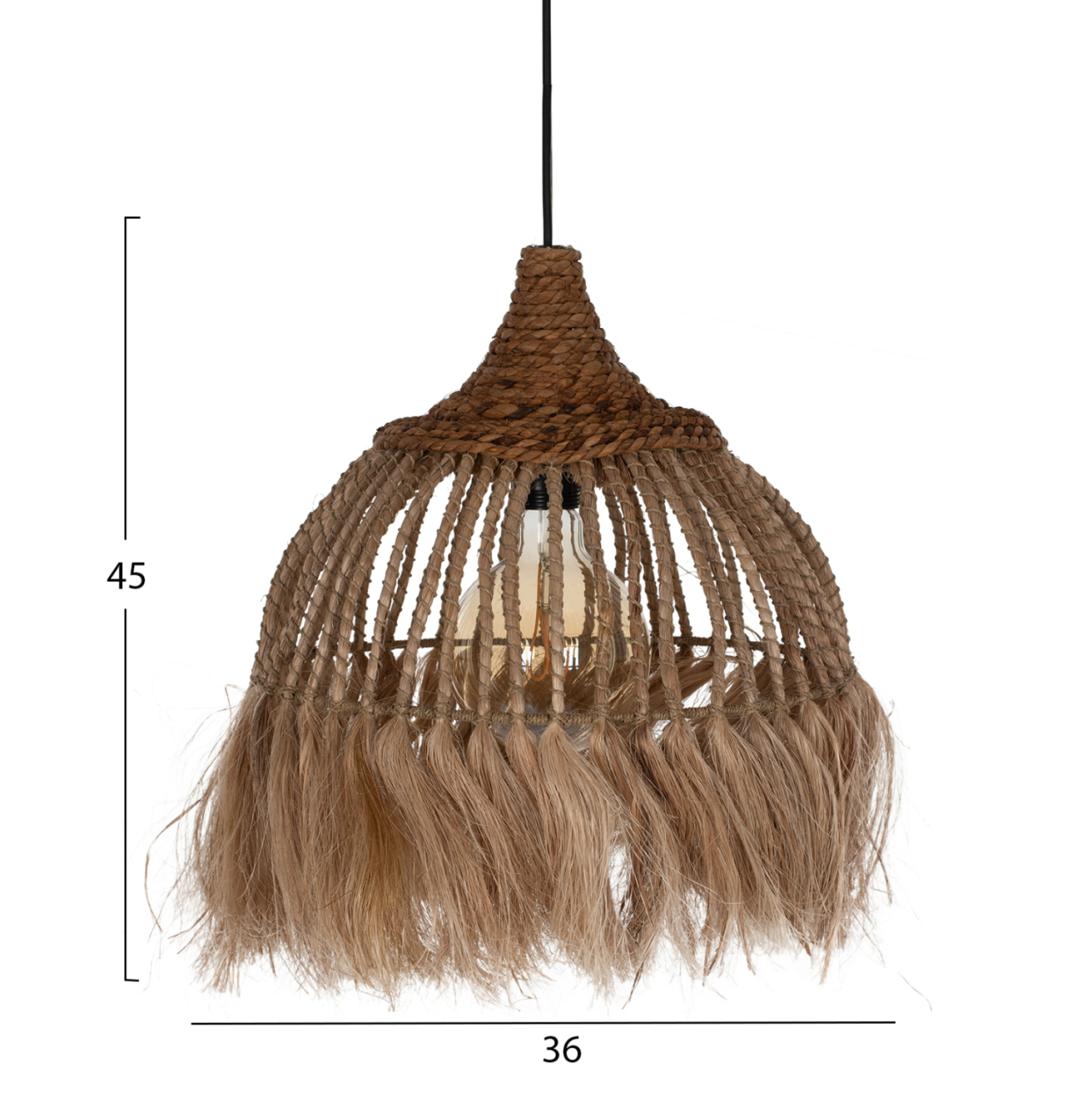 CEILING PENDANT MADE OF MANILA HEMP WITH FRINGES NATURAL COLOR 36x36x45Hcm.HM7751 [2]
