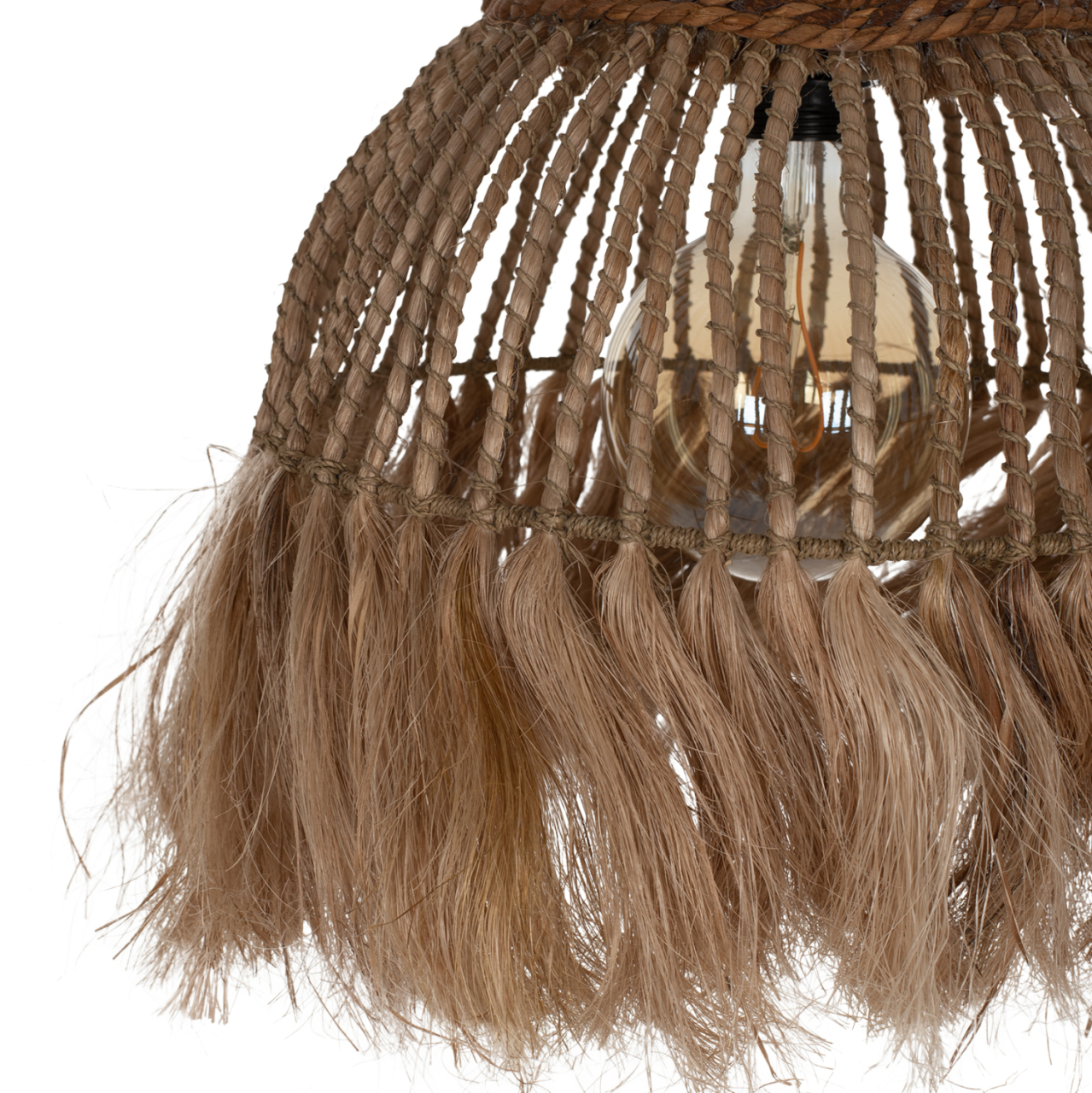 CEILING PENDANT MADE OF MANILA HEMP WITH FRINGES NATURAL COLOR 36x36x45Hcm.HM7751 [5]
