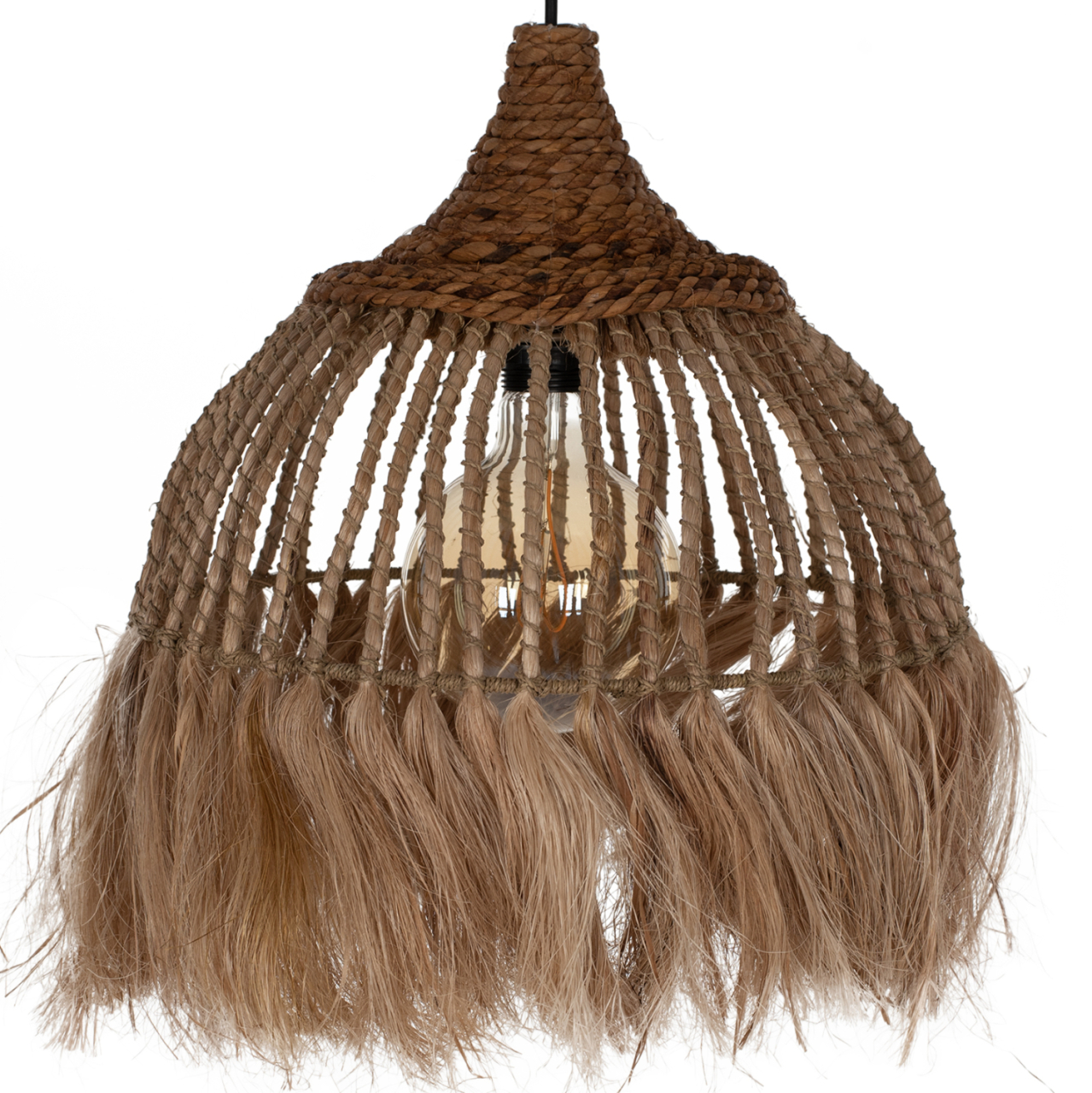 CEILING PENDANT MADE OF MANILA HEMP WITH FRINGES NATURAL COLOR 36x36x45Hcm.HM7751 [4]