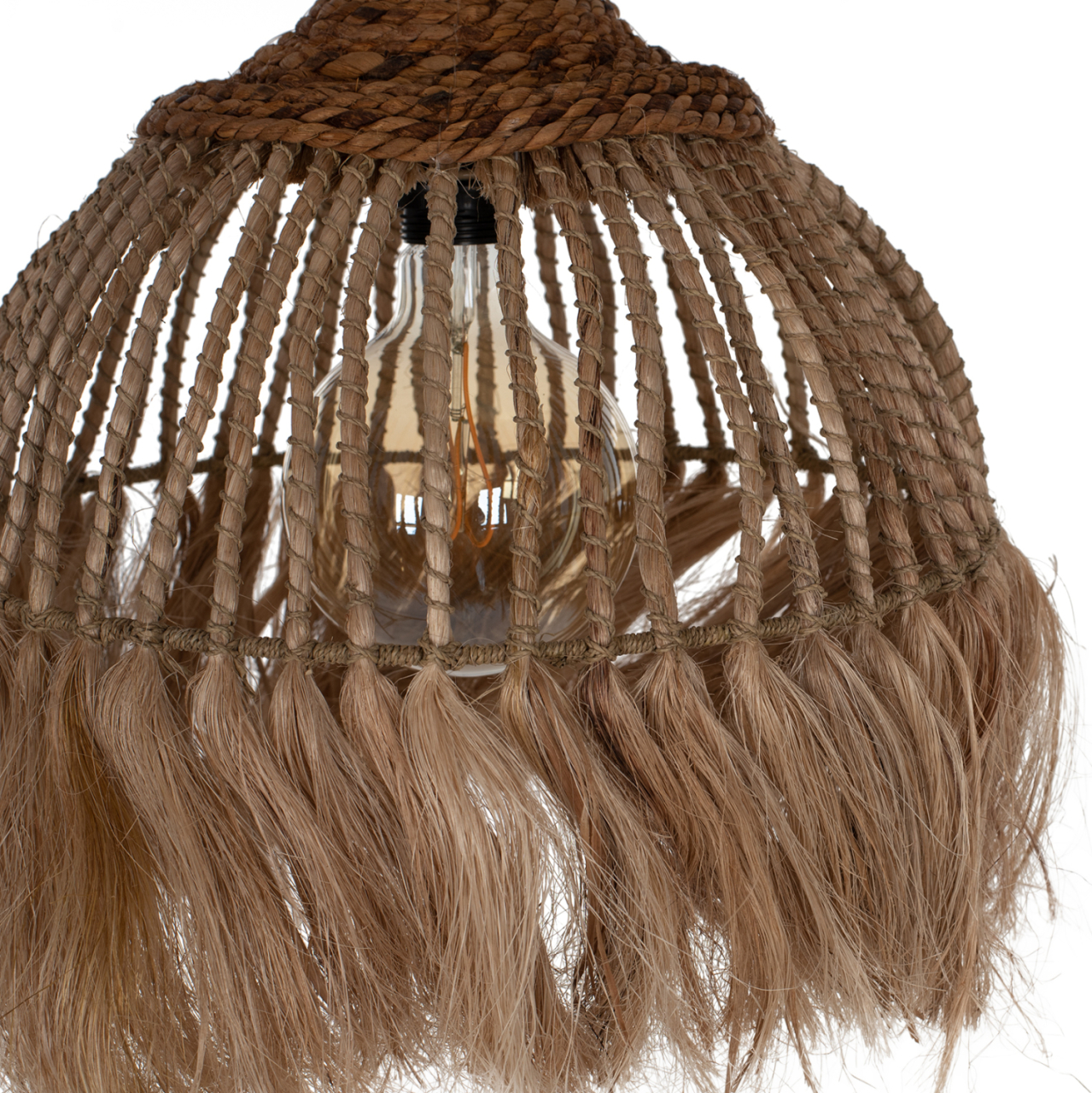 CEILING PENDANT MADE OF MANILA HEMP WITH FRINGES NATURAL COLOR 36x36x45Hcm.HM7751 [3]