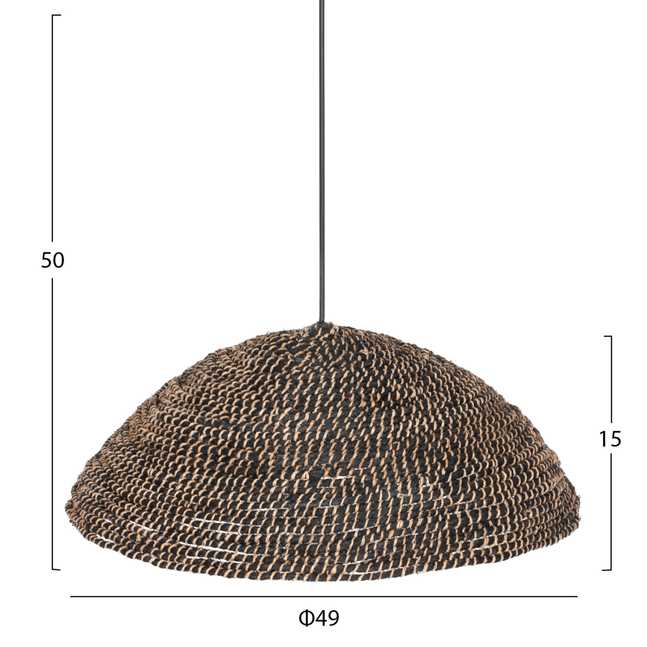 CEILING PENDANT MADE OF RECYCLED ABACA IN BLACK COLOR Φ49x15Hcm.HM7783 [2]