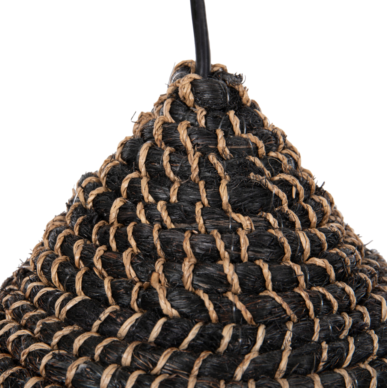 CEILING PENDANT MADE OF SISAL AND ABACA FIBER CAP IN NATURAL-BLACK 50x50x20Hcm.HM7789 [6]