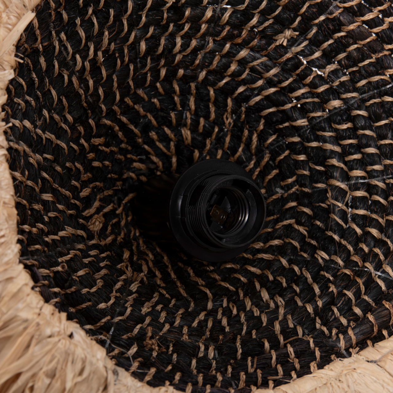 CEILING PENDANT MADE OF SISAL AND ABACA FIBER CAP IN NATURAL-BLACK 50x50x20Hcm.HM7789 [7]