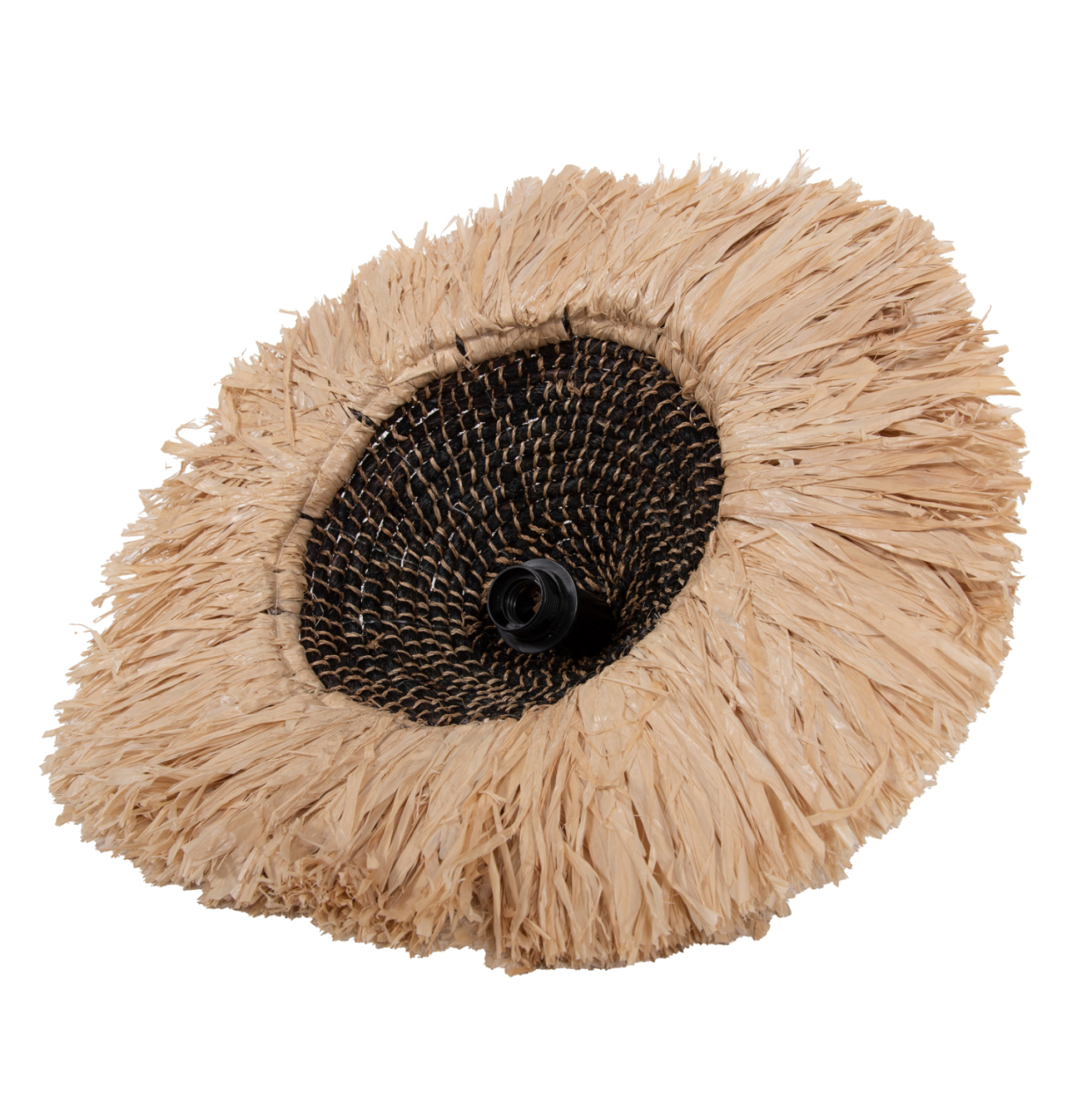 CEILING PENDANT MADE OF SISAL AND ABACA FIBER CAP IN NATURAL-BLACK 50x50x20Hcm.HM7789 [4]