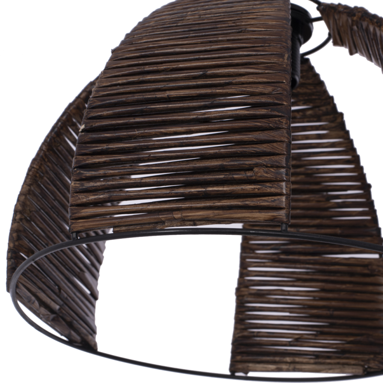 CEILING PENDANT METAL CAP WITH WOODEN STRIPS Φ30x83Hcm.HM7703.01 [5]