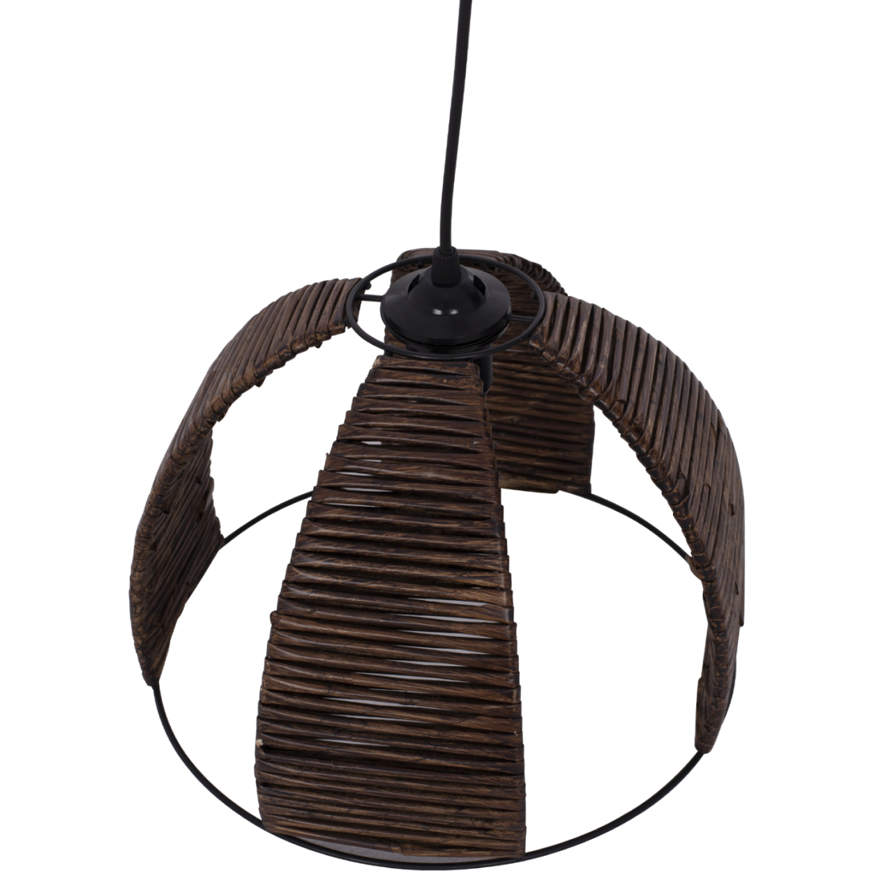 CEILING PENDANT METAL CAP WITH WOODEN STRIPS Φ30x83Hcm.HM7703.01 [4]